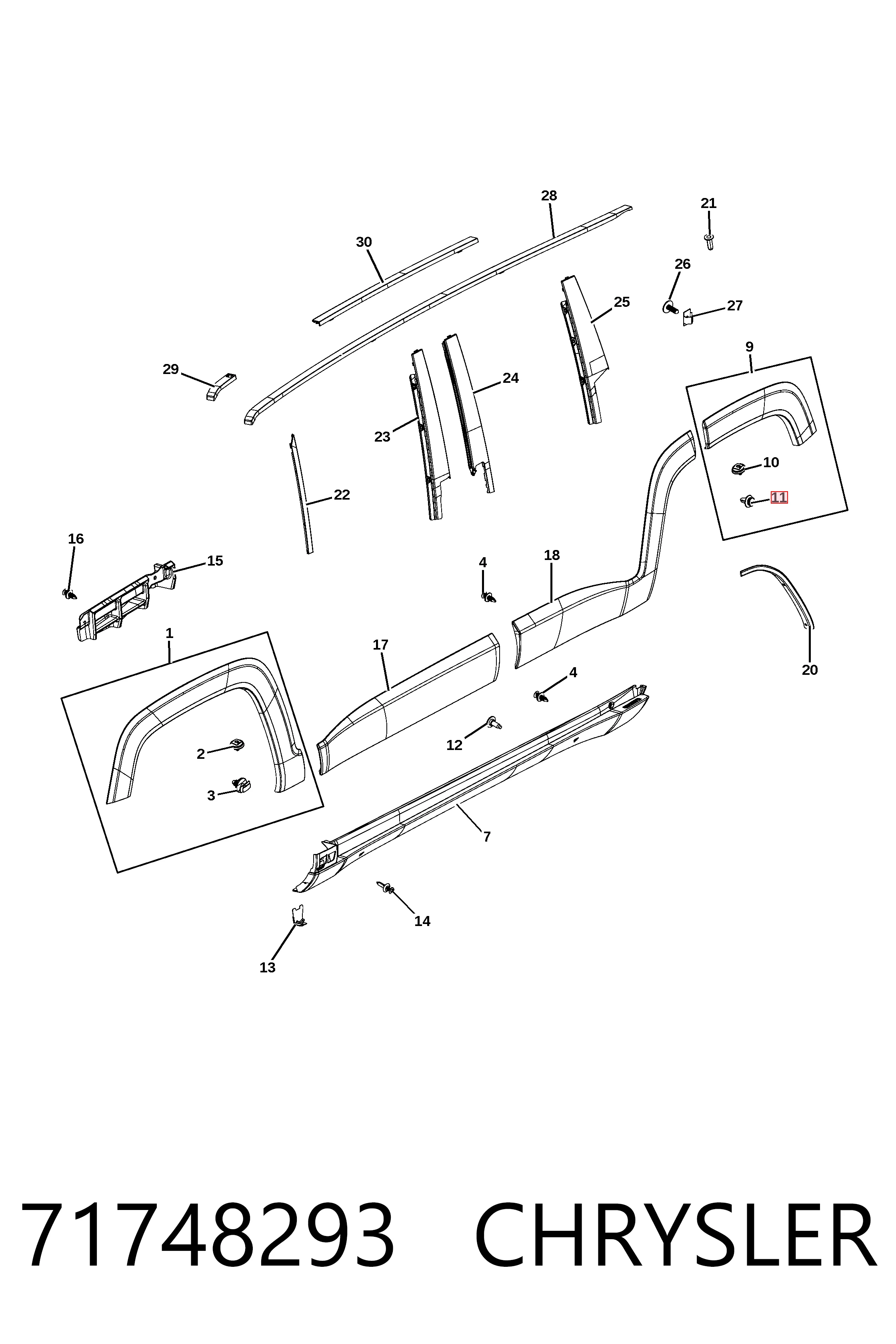 71748293 Chrysler Пистон (клип) обшивки стойки кузова