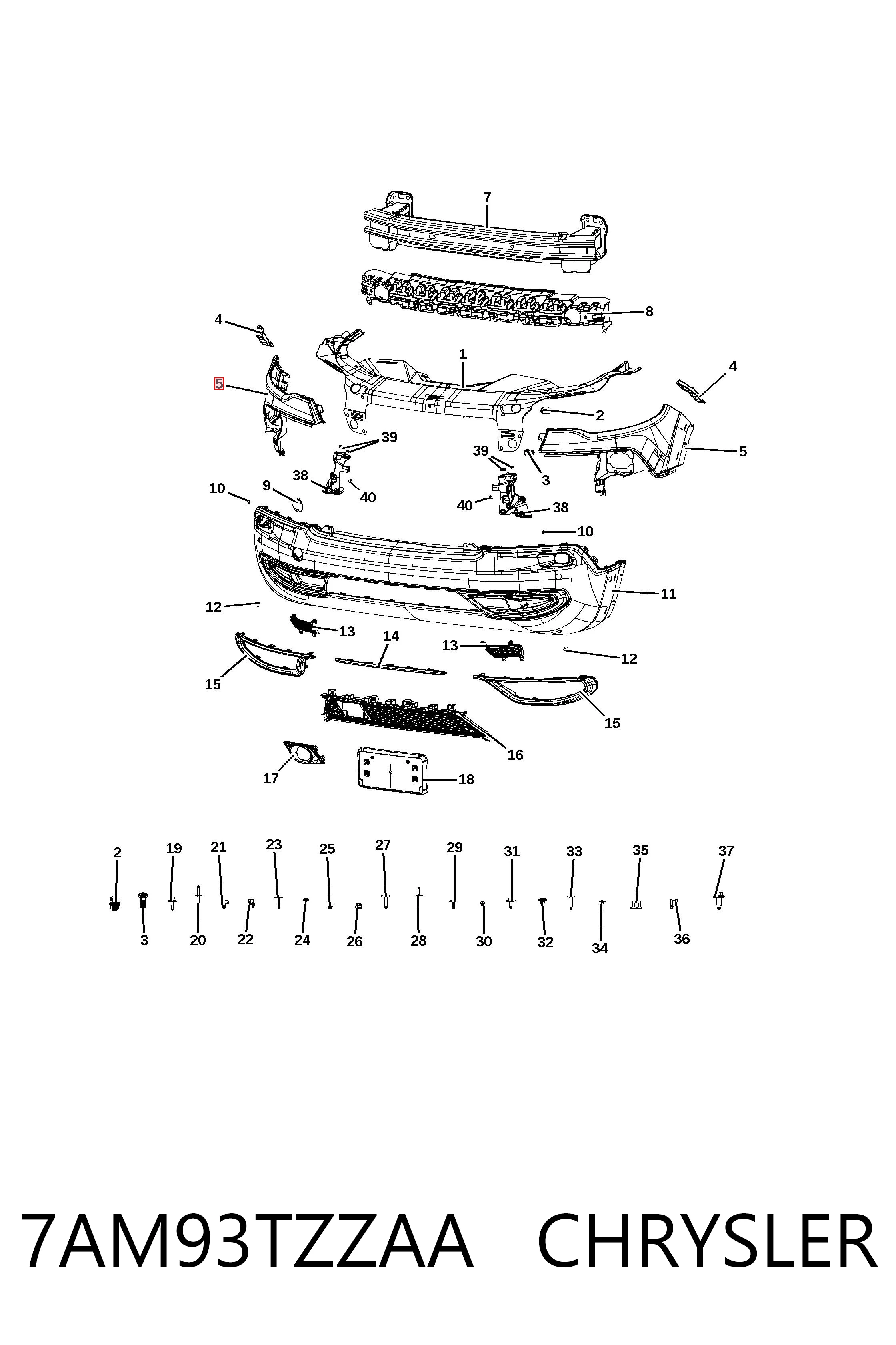 K7AM93TZZAA Fiat/Alfa/Lancia Бампер передний клык левый