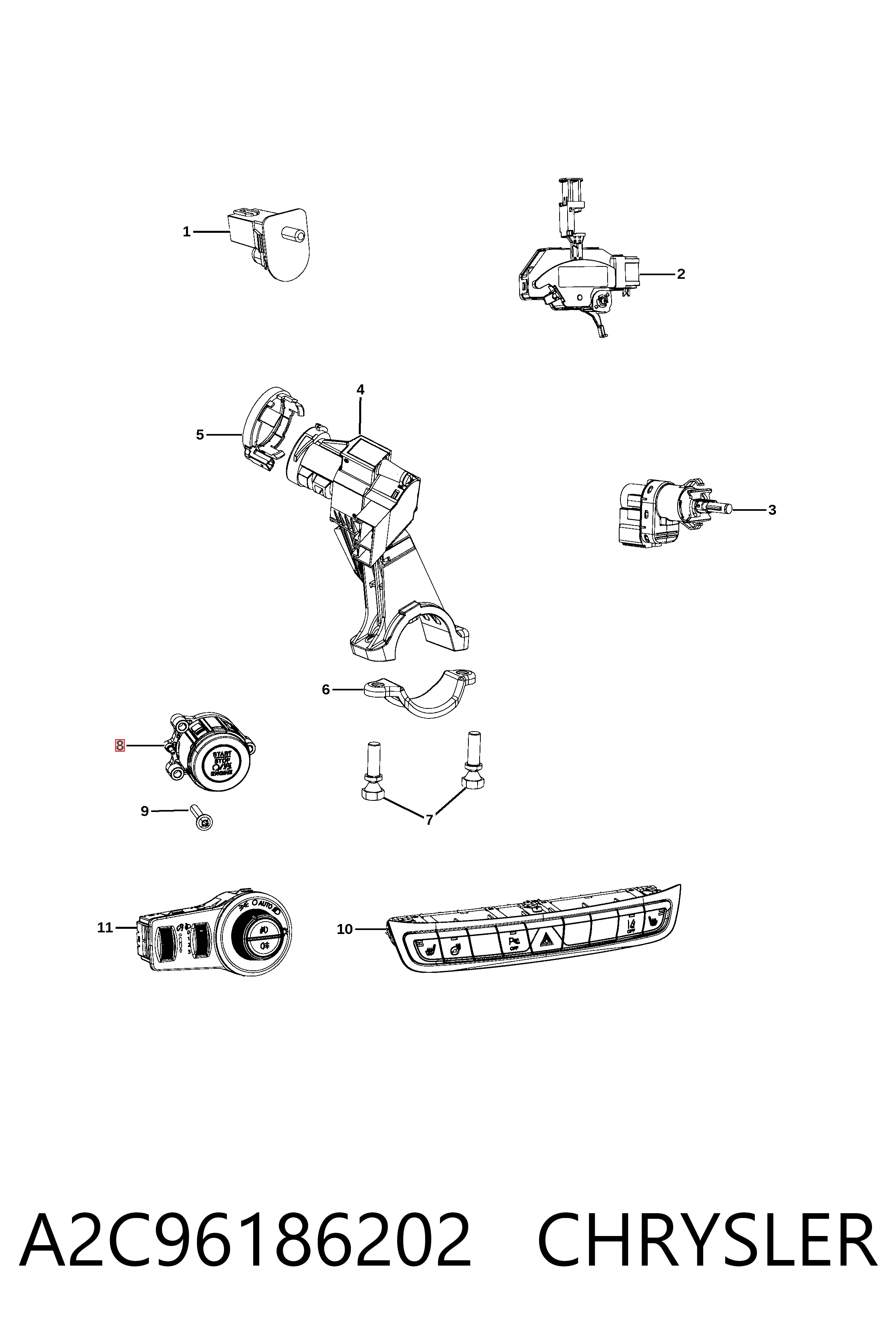 Купить 735630236 Fiat/Alfa/Lancia Кнопка старт-стоп