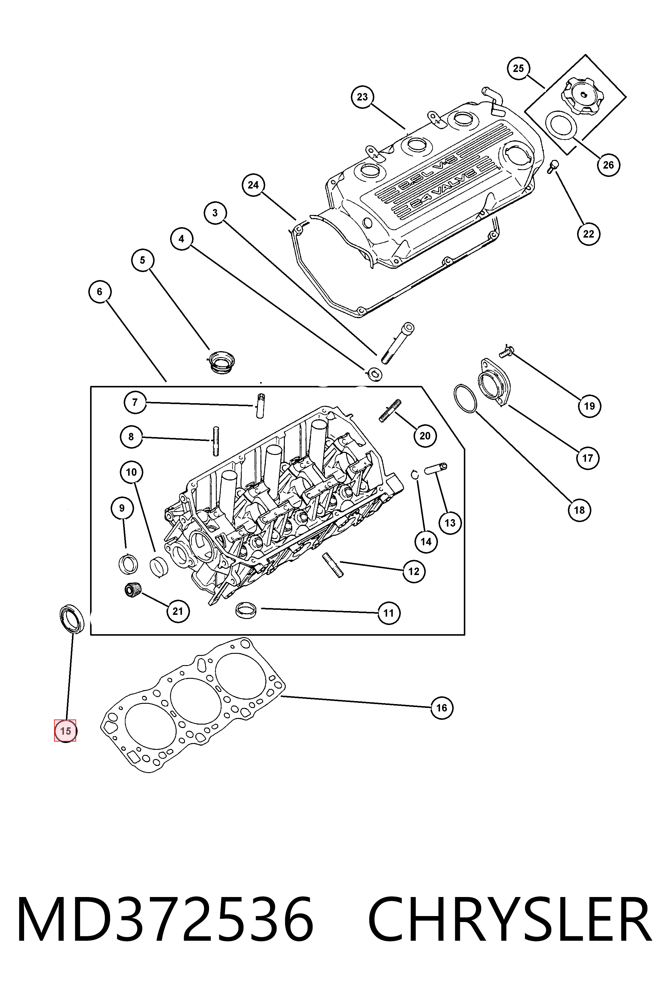 MD372536 Chrysler Сальник двигателя, распредвала