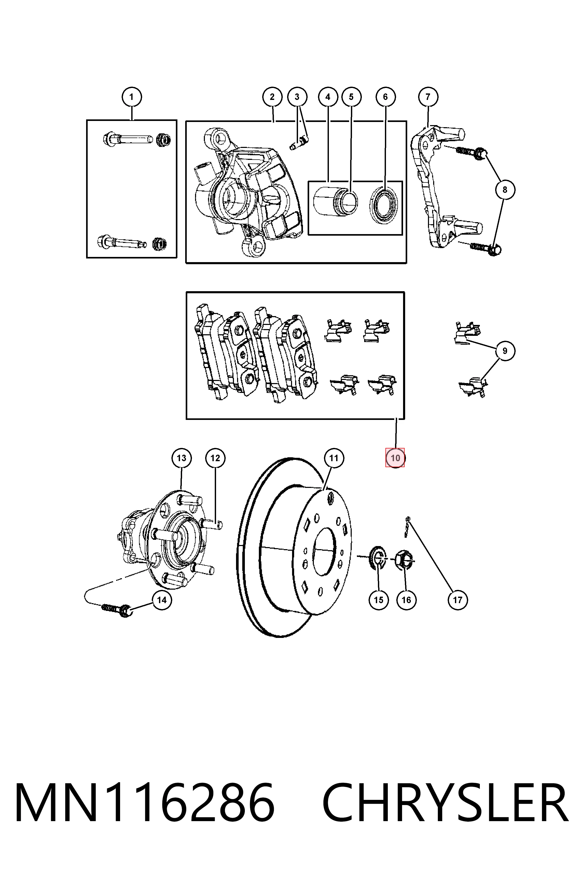 MN116286 Chrysler Колодки тормозные дисковые комплект