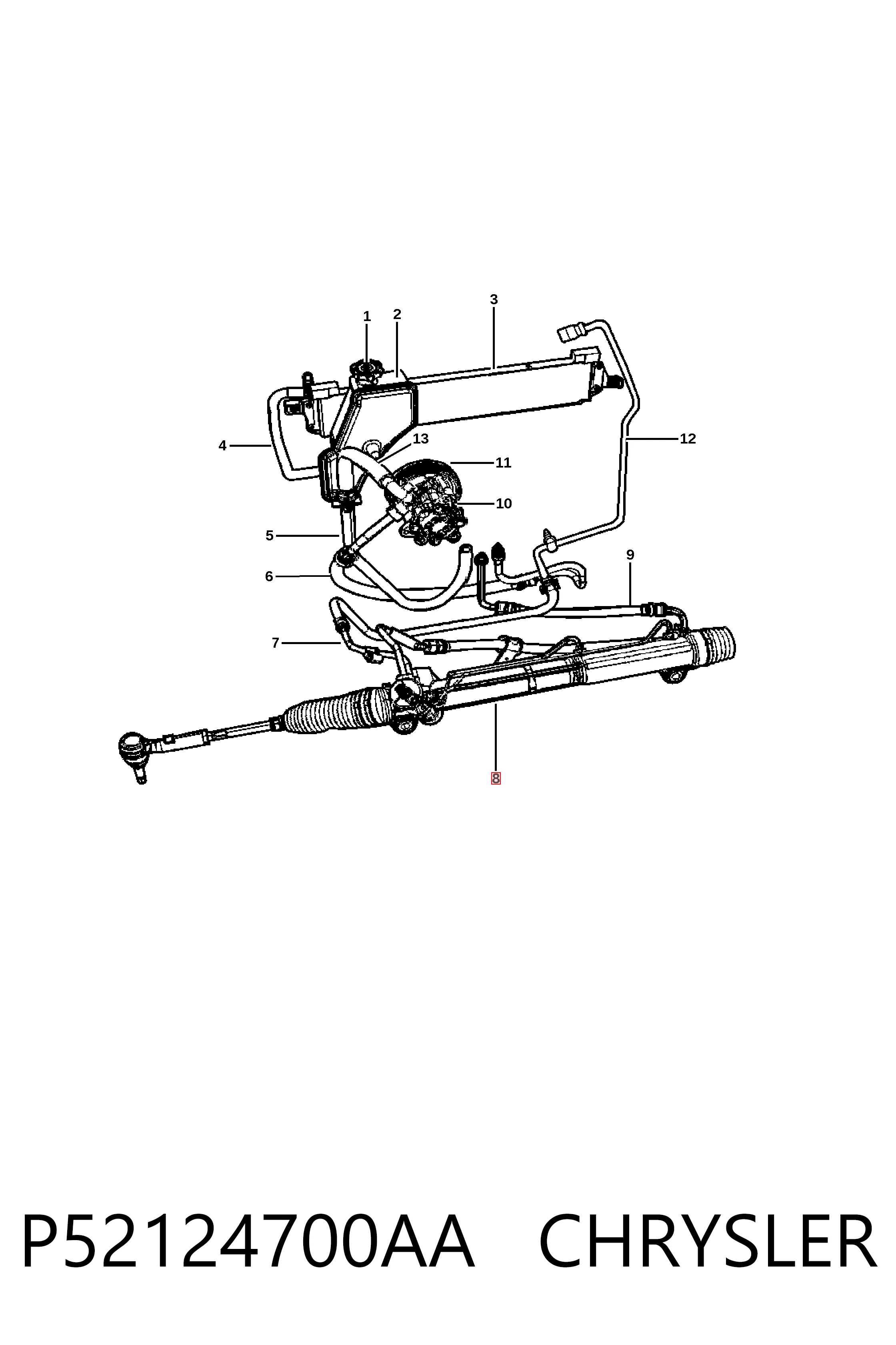 Рейка рулевая CHRYSLER P52124700AA