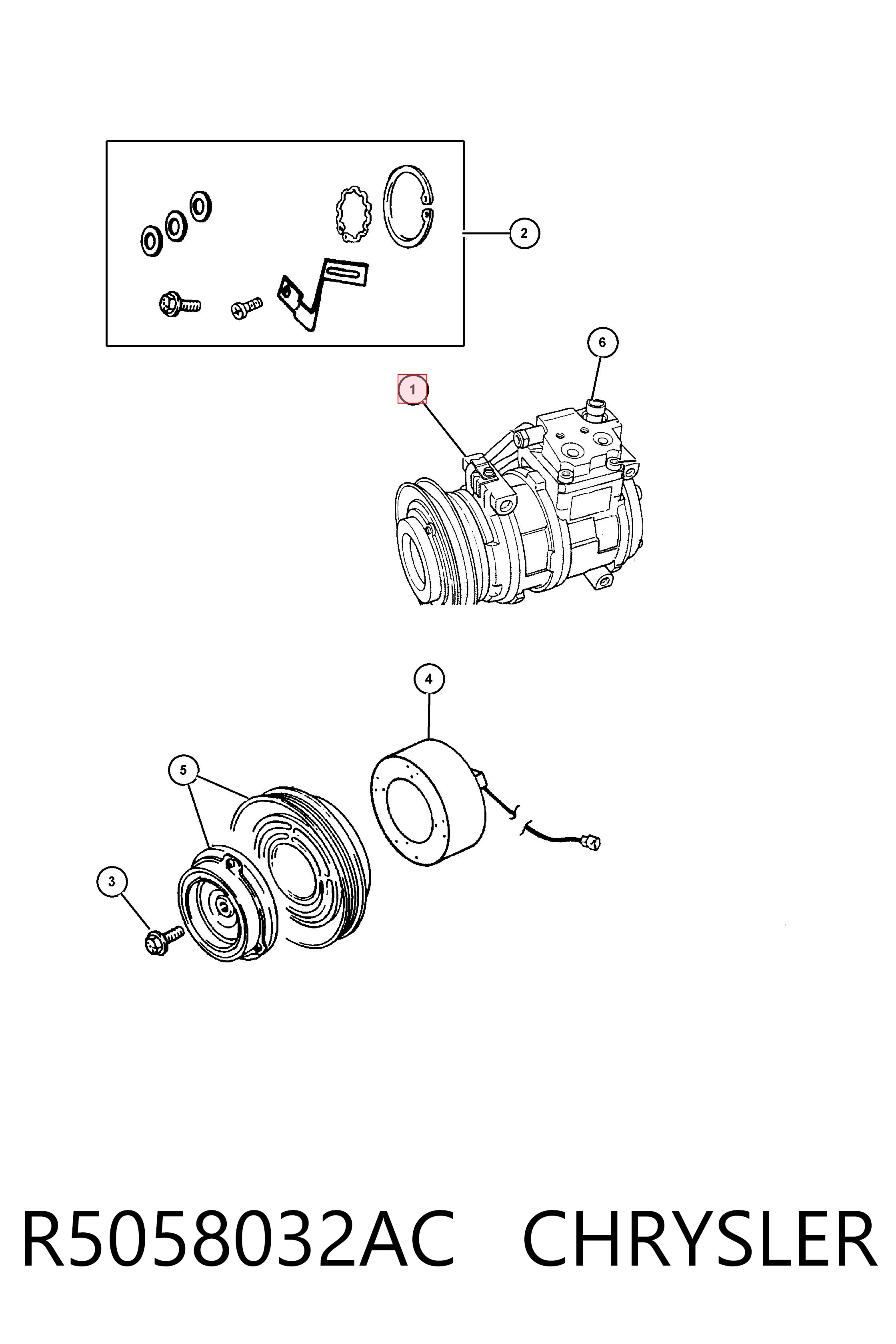 R5058032AC Chrysler Компрессор хладагента