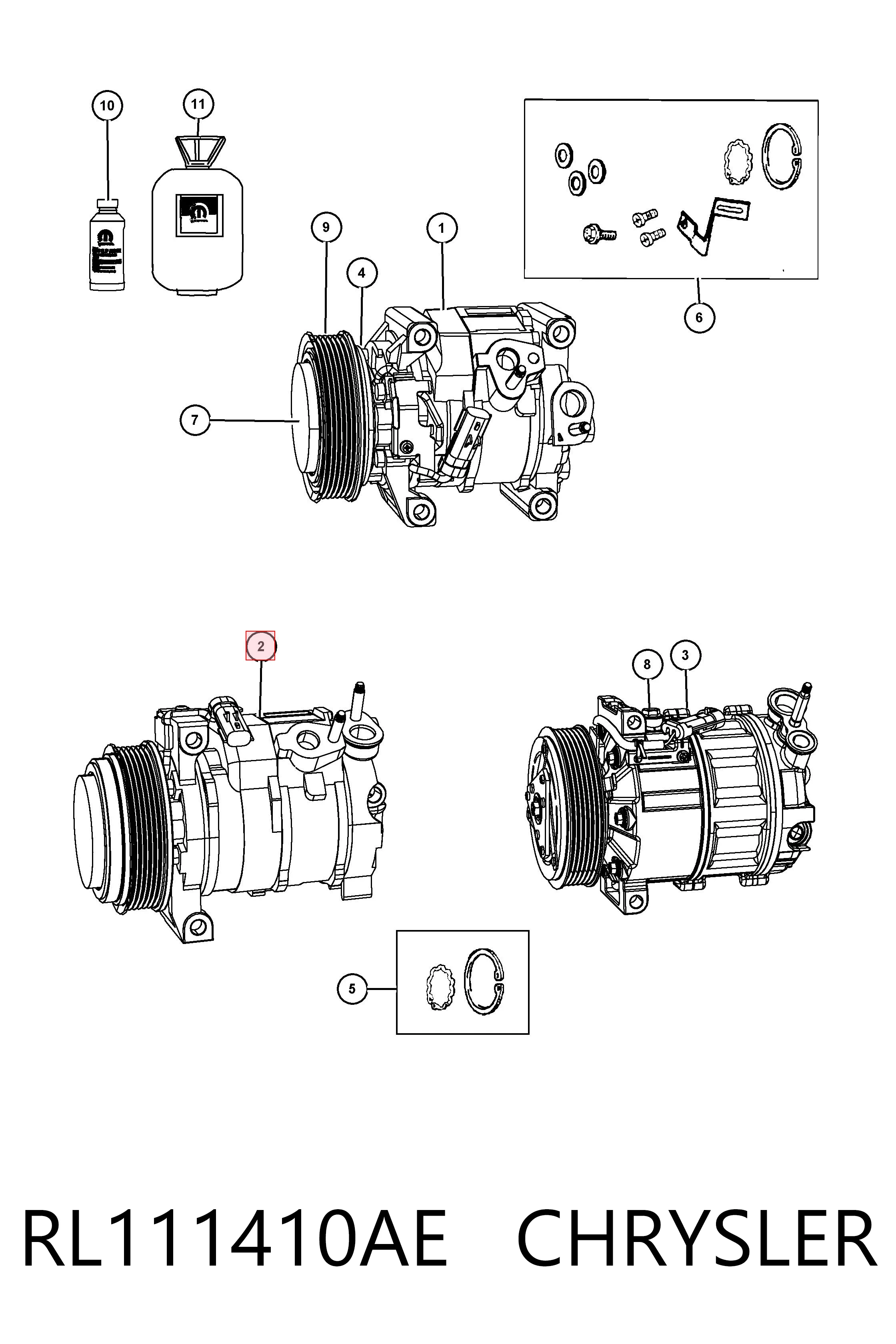 RL111410AE Chrysler Компрессор хладагента