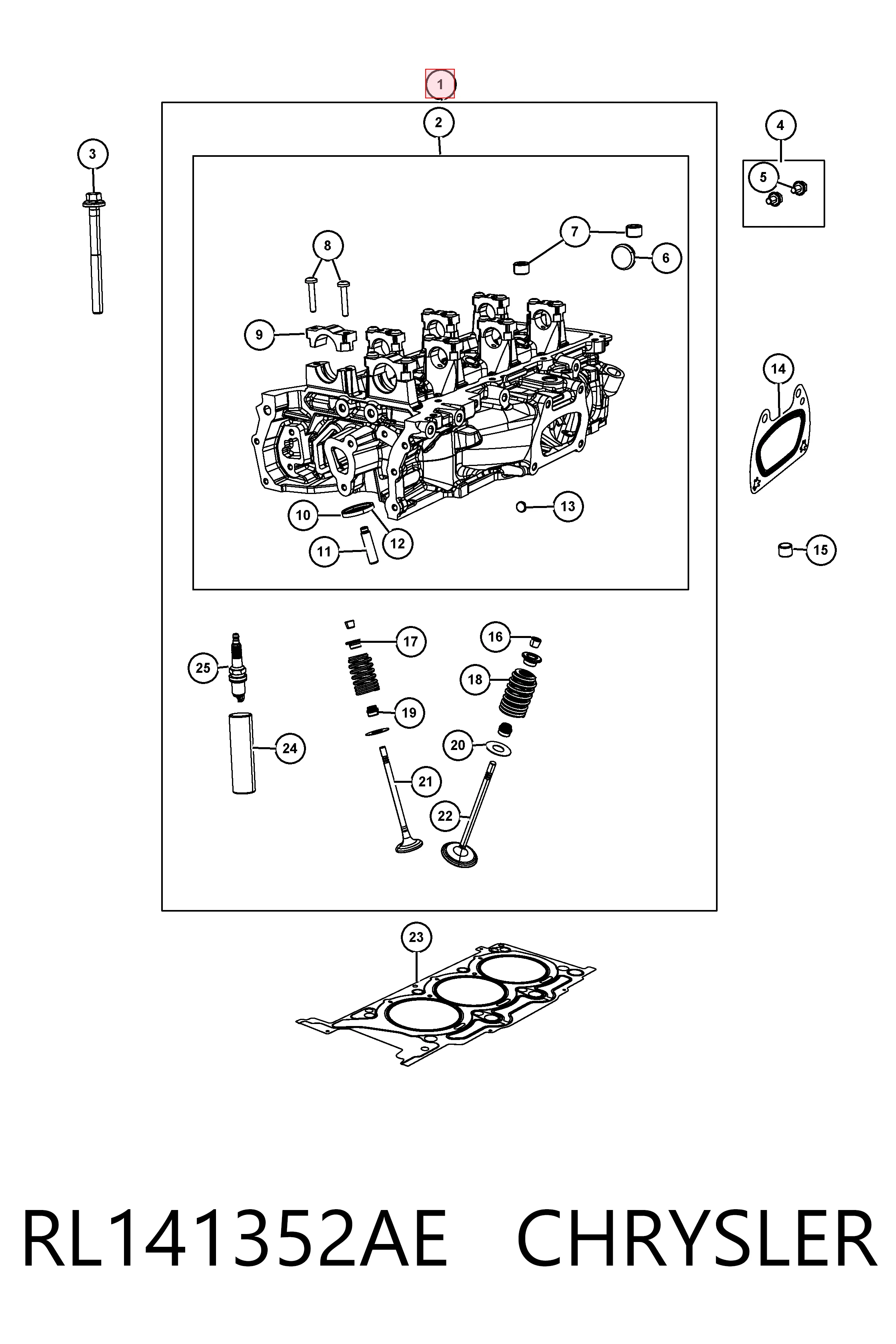 RL141352AE Chrysler Головка блока цилиндров (ГБЦ) правая