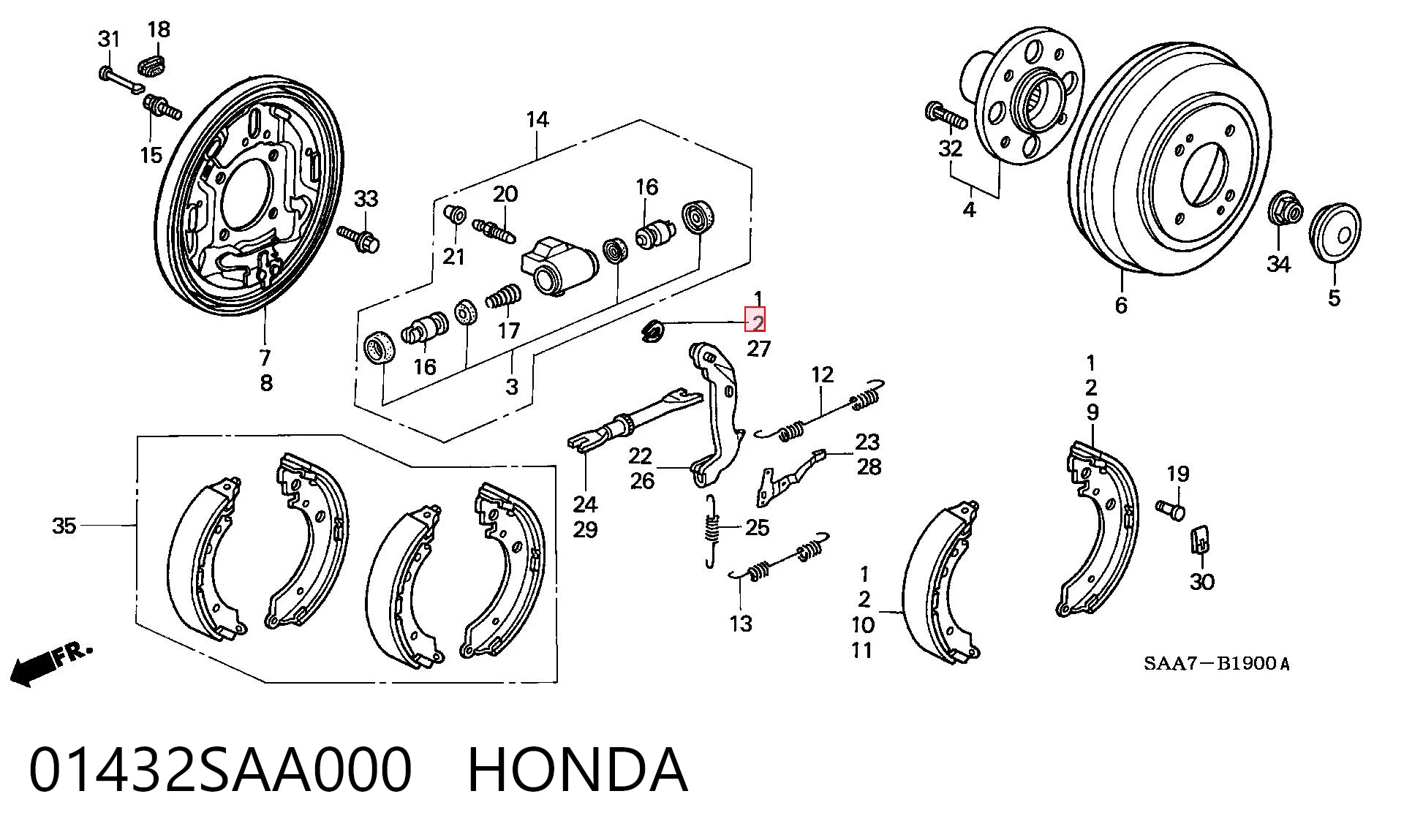Колодки тормозные задние барабанные HONDA 01432SAA000