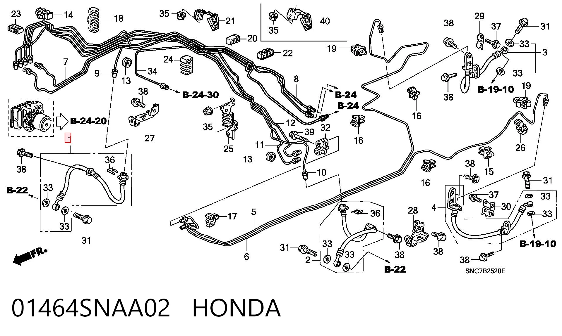 01464SNAA02 Honda Шланг тормозной передний правый