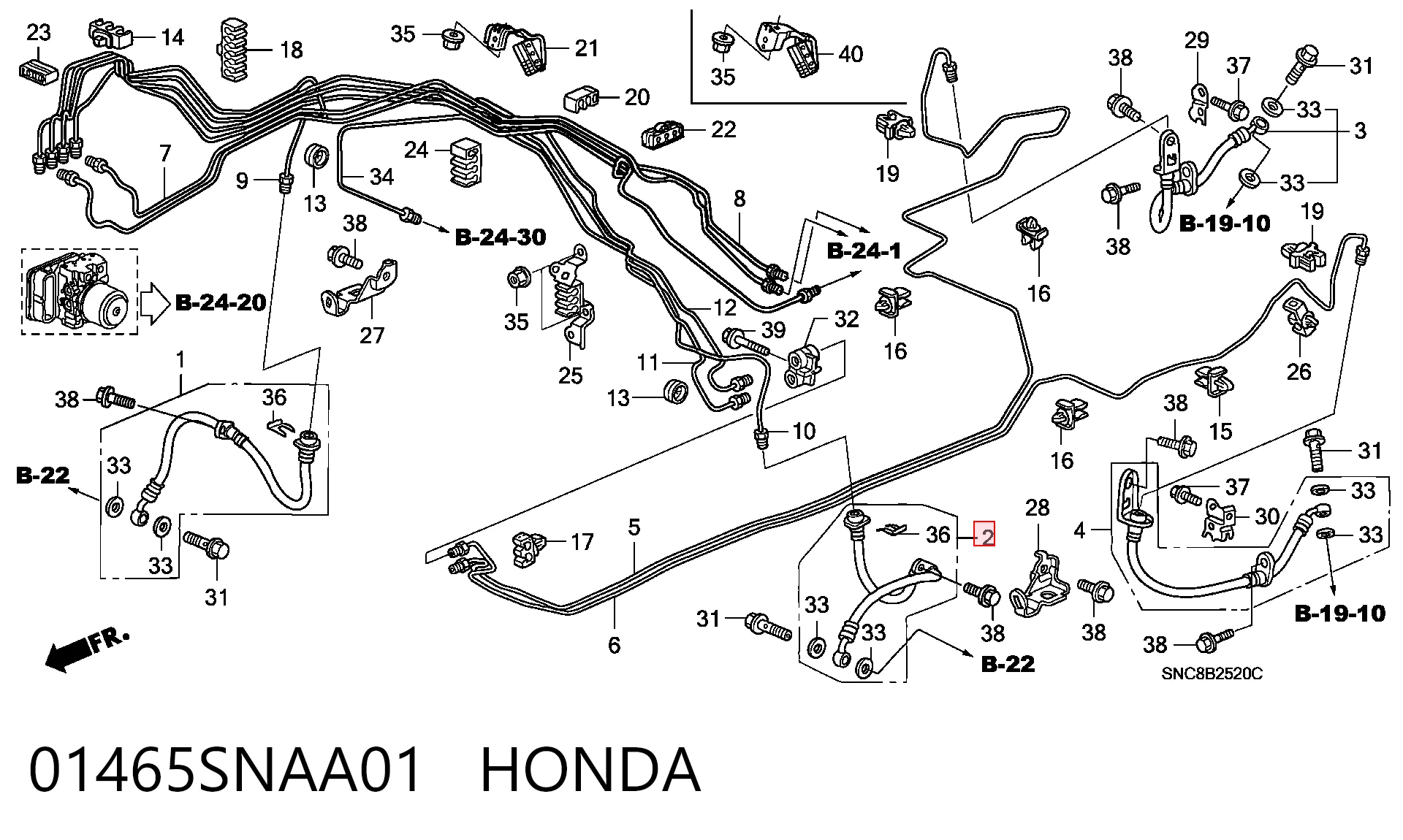 01465SNAA01 Honda Шланг тормозной левый передний