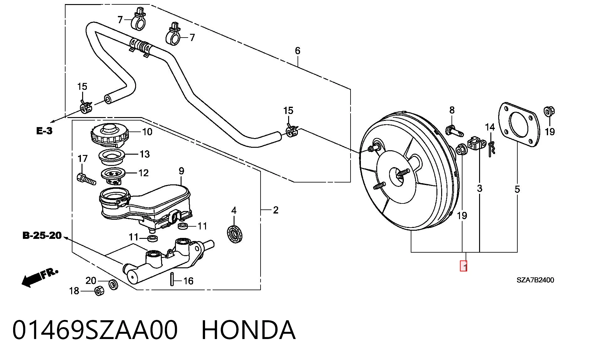 01469SZAA00 Honda Усилитель тормоза вакуумный