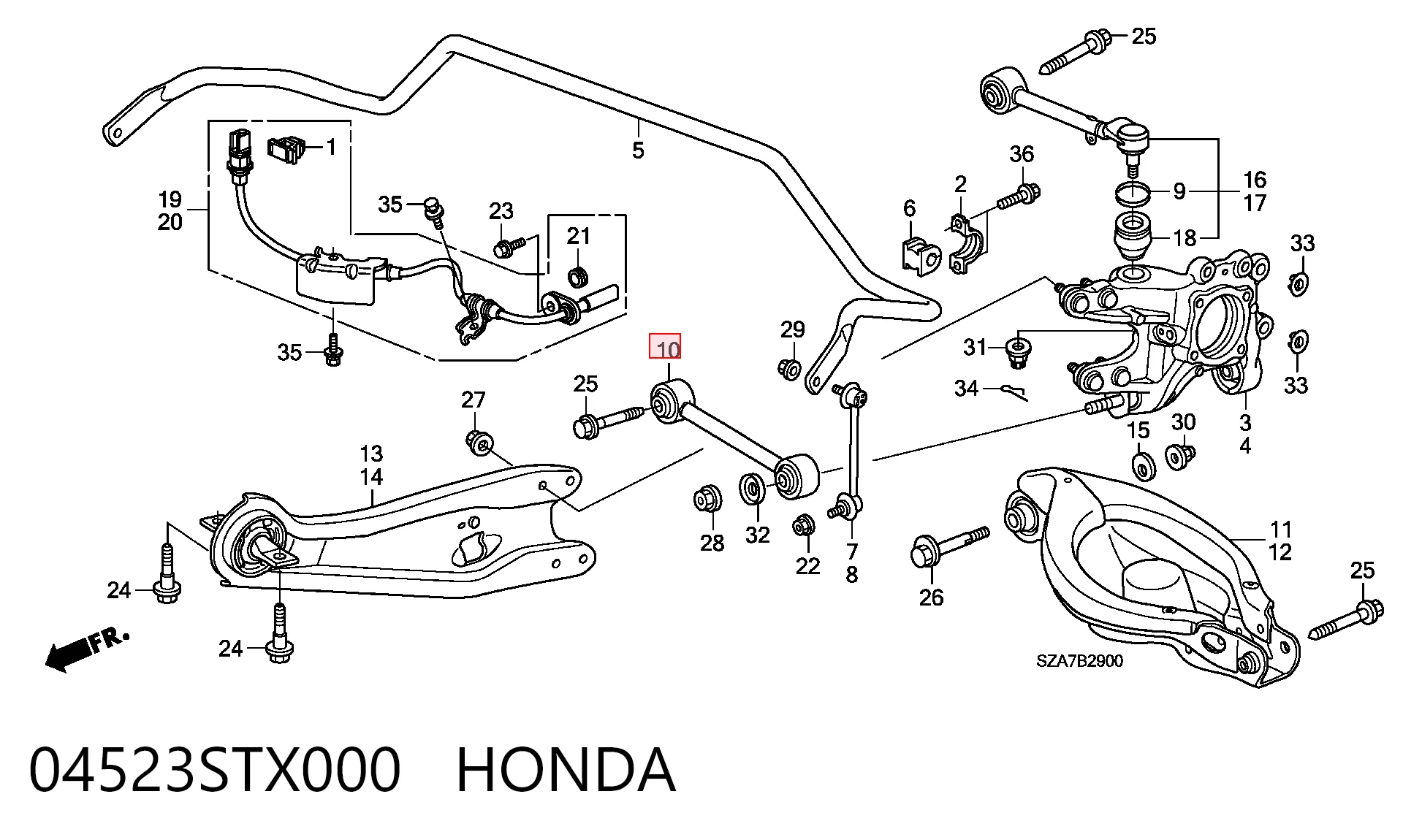 04523STX000 Honda Поперечная тяга задней подвески