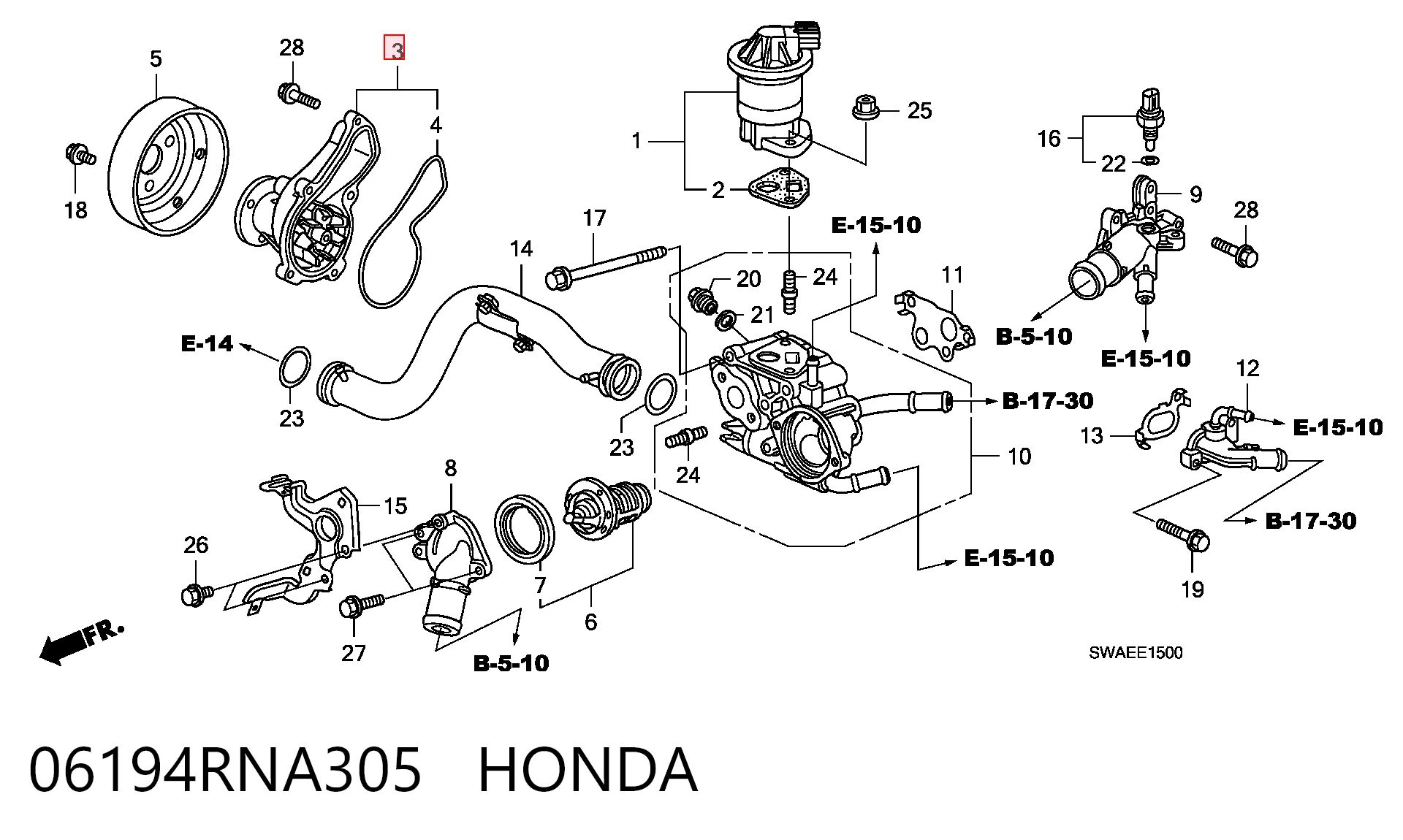06194RNA305 Honda Насос водяной