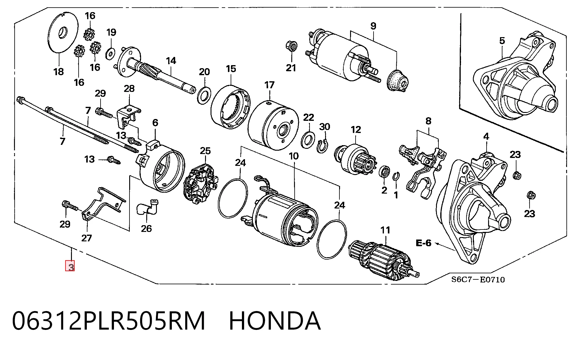 06312PLR505RM Honda Стартер автомобиля