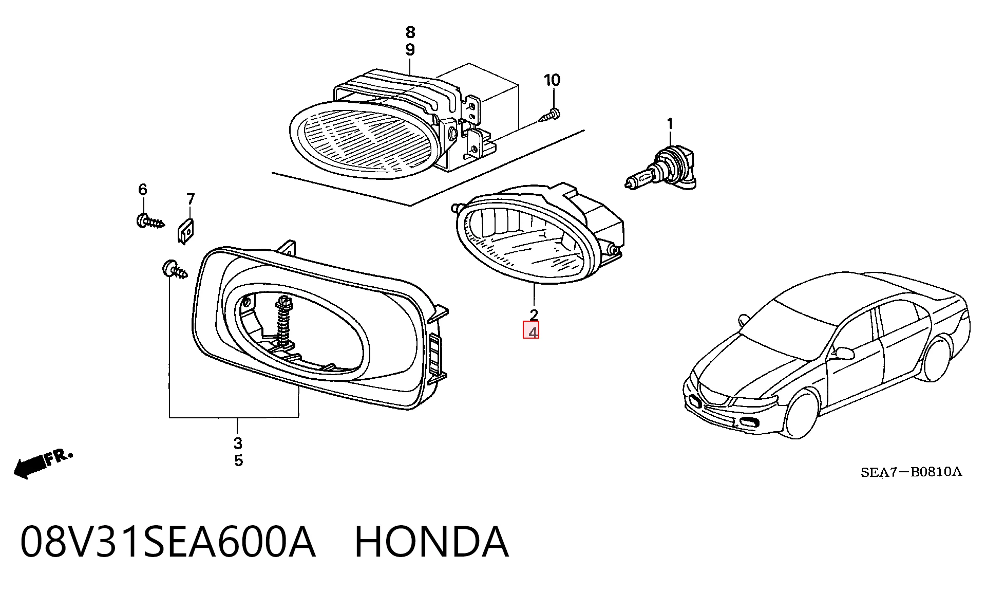  Фара противотуманная левая Honda Accord 7