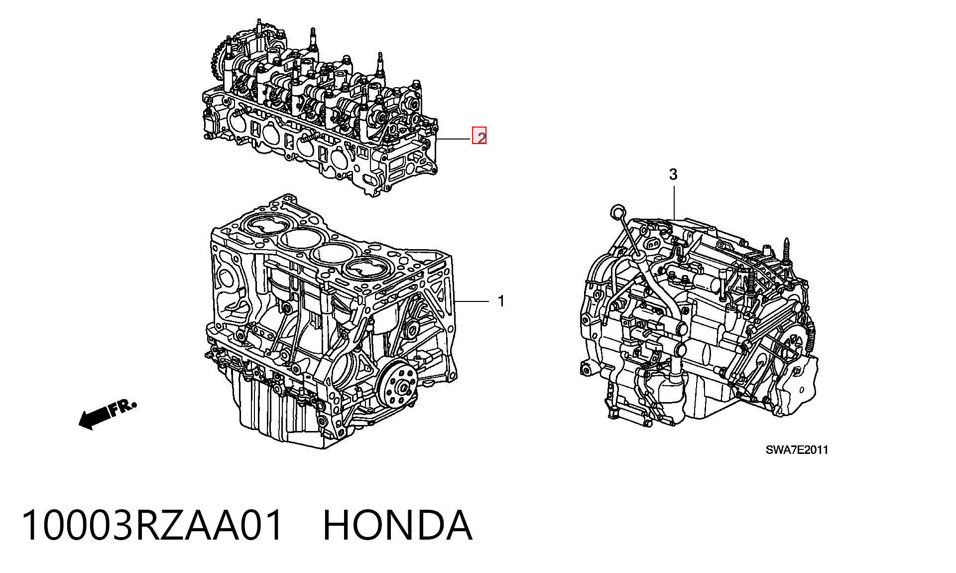10003RZAA01 Honda Головка блока цилиндров