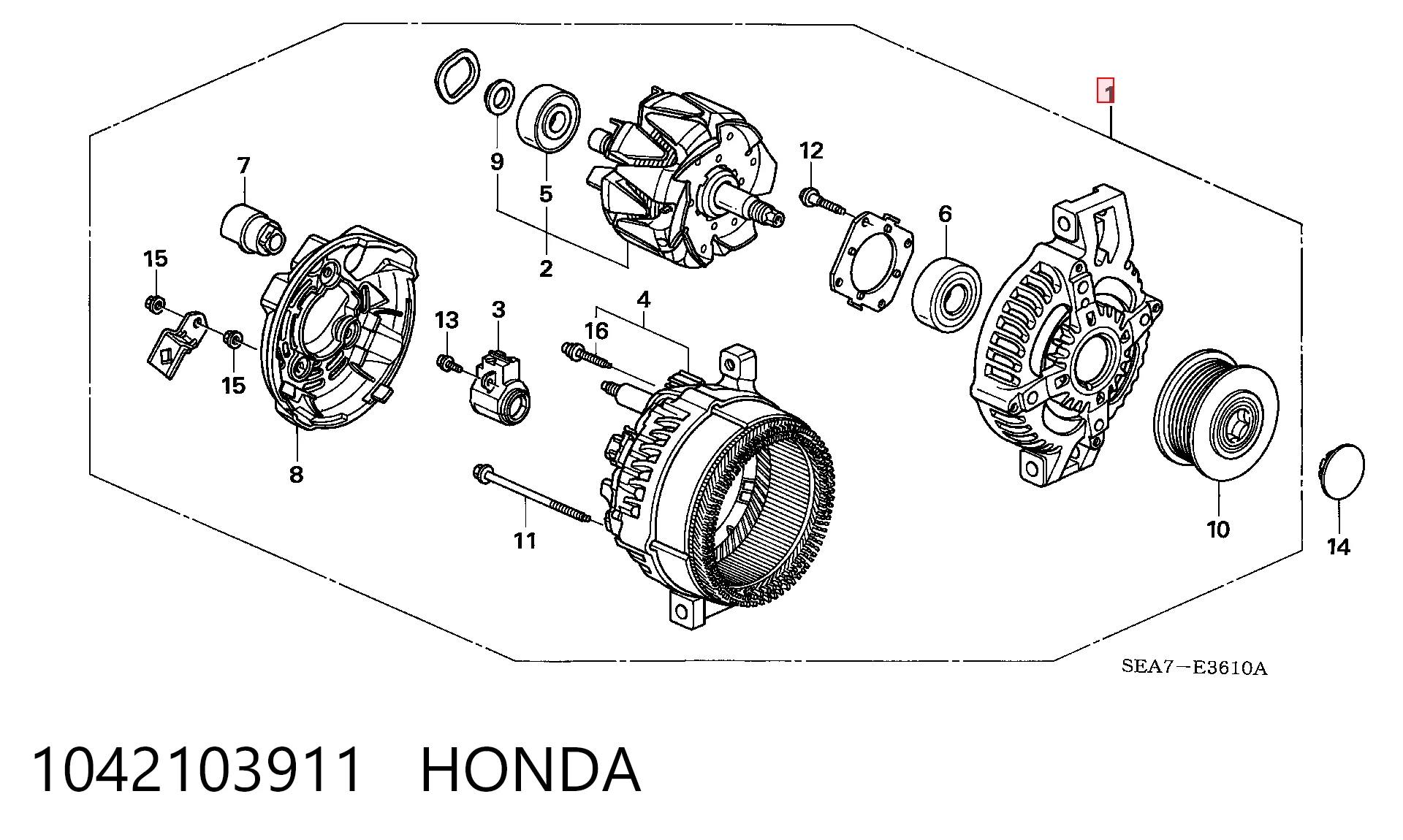 1042103911 Honda Генератор автомобильный