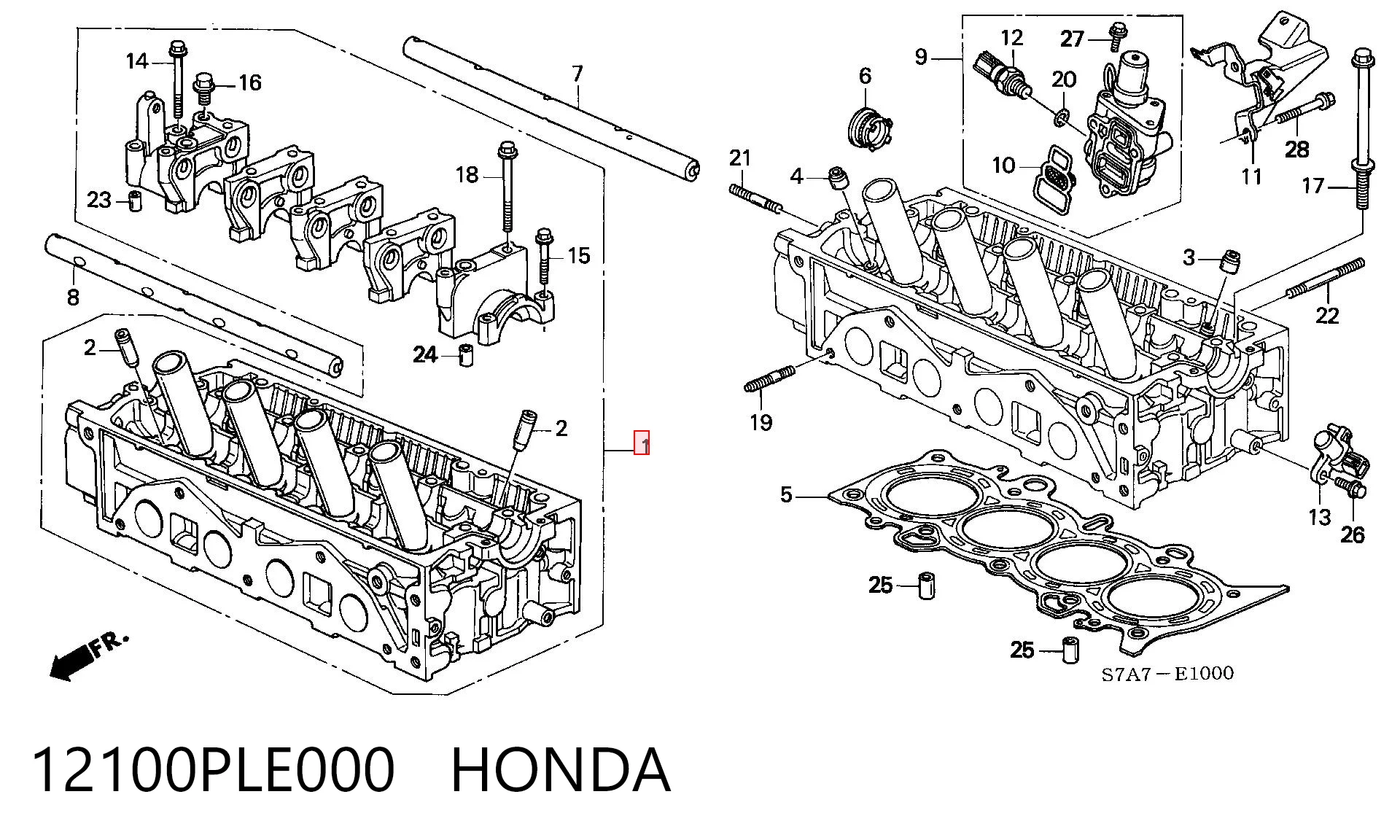 12100PLE000 Honda Головка блока цилиндров