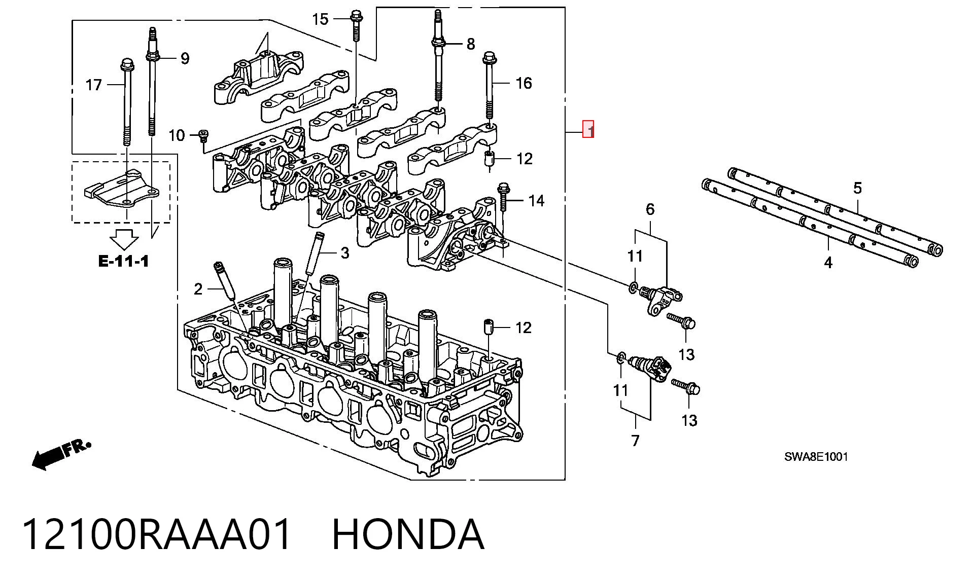 12100RAAA01 Honda Головка блока цилиндров