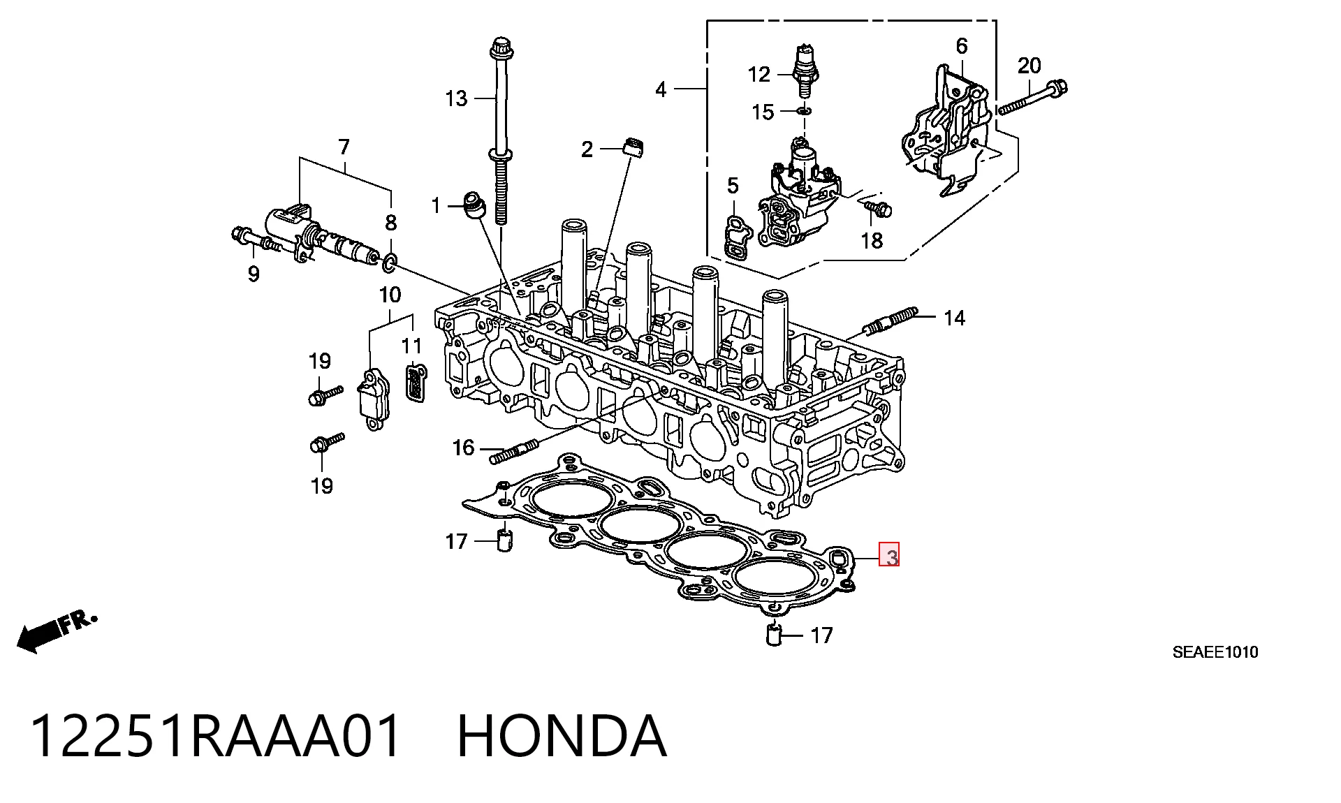 12251RAAA01 Honda Прокладка головки блока