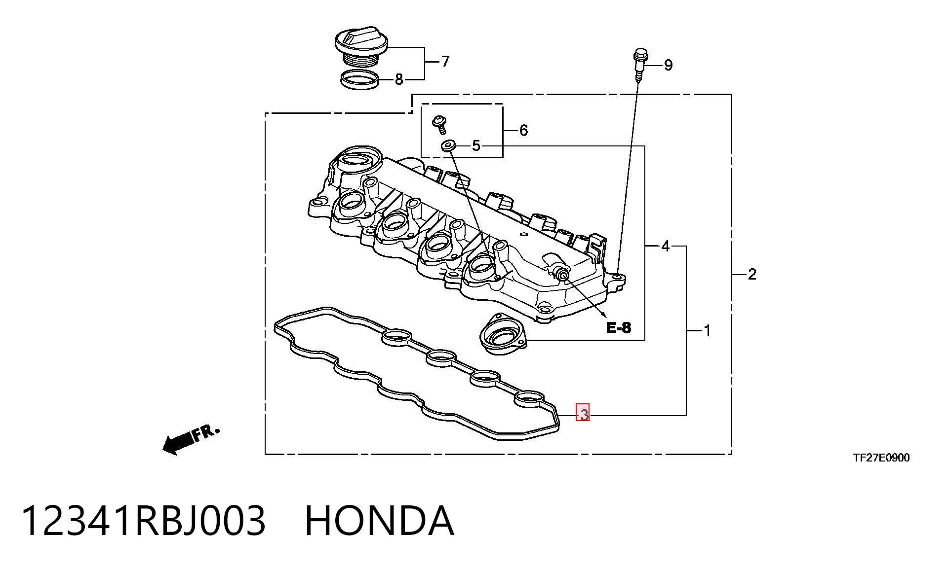 12341RBJ003 Honda Прокладка крышки клапана