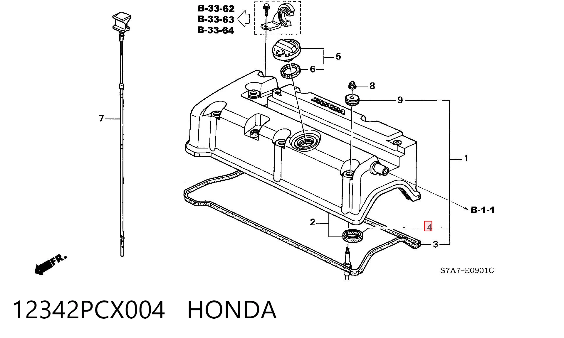 12342PCX004 Honda Прокладки свечных колодцев