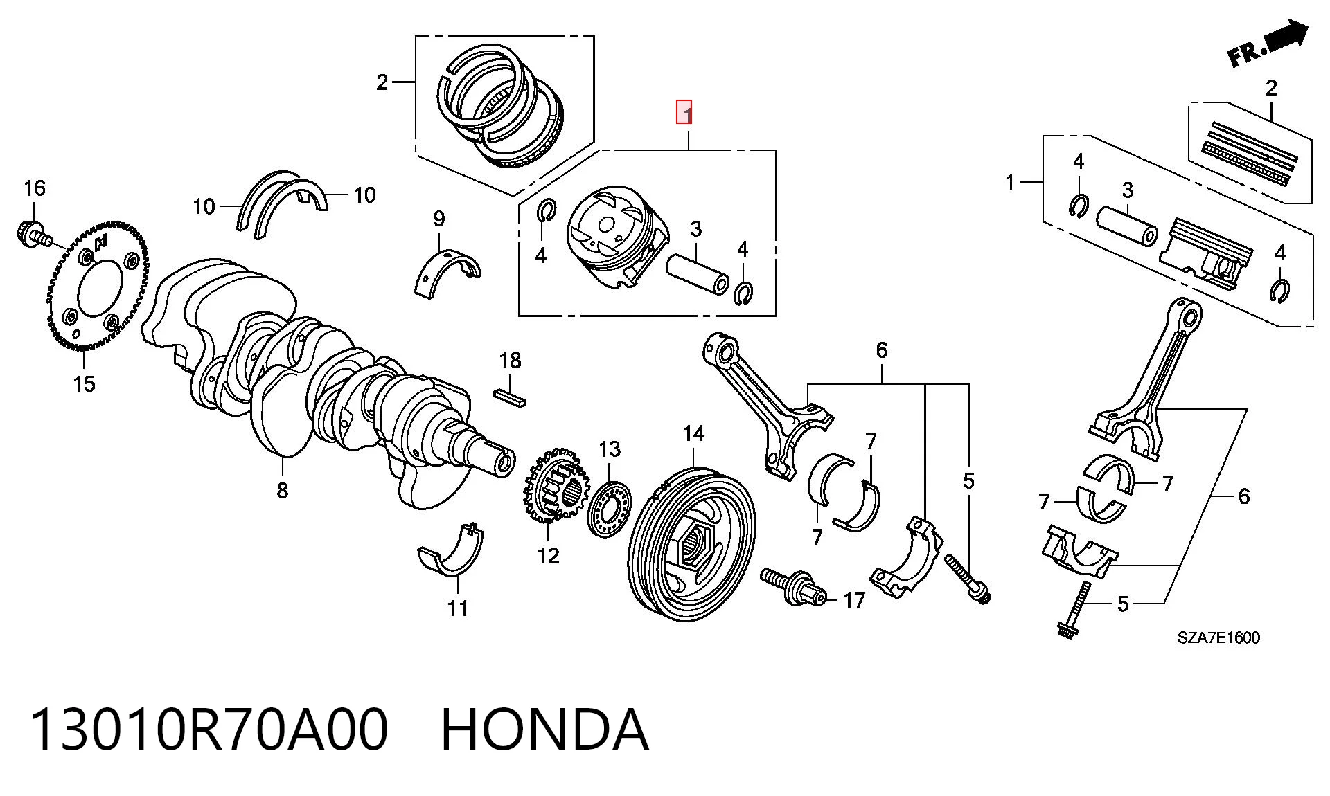 Комплект поршней Teikin 13010R70A00 цена, от 76.02 USD