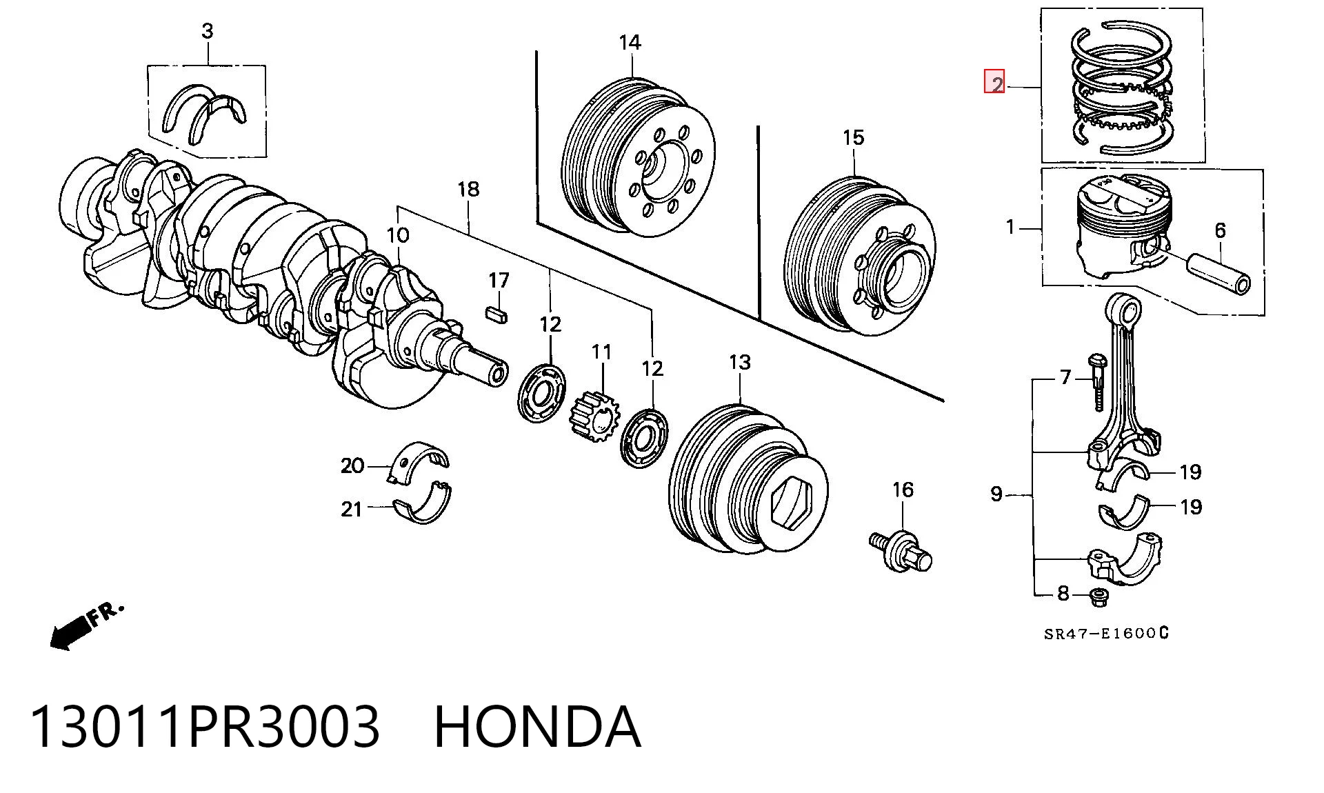 13011PR3003 Honda Поршневые кольца на 1 цилиндр, STD