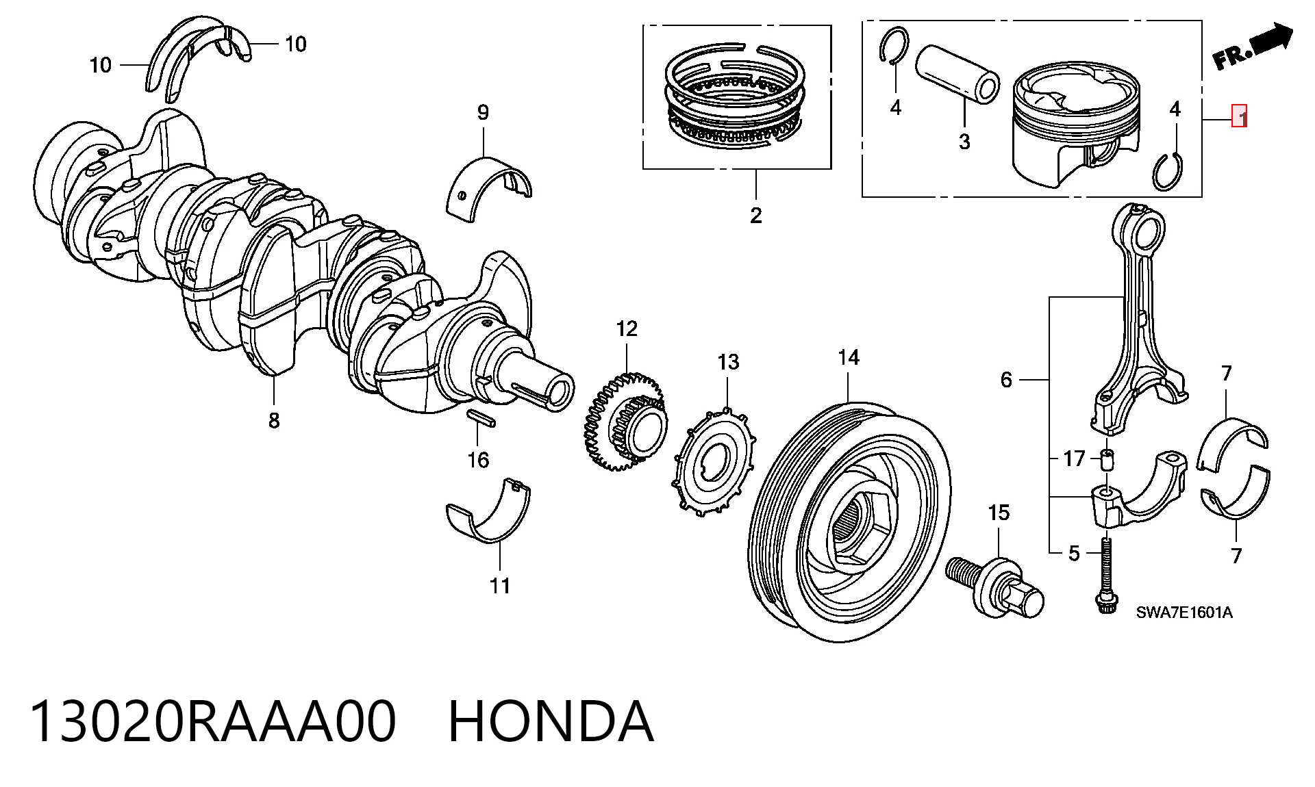 Поршня на 1 цилиндр, STD Market (OEM) 13010RAAA01