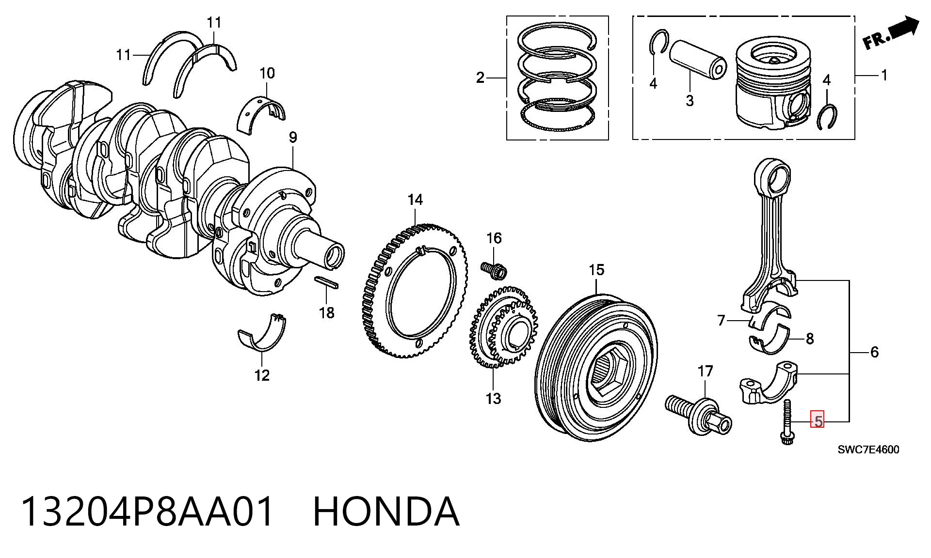13204P8AA01 Honda Болты для крепления шатунов