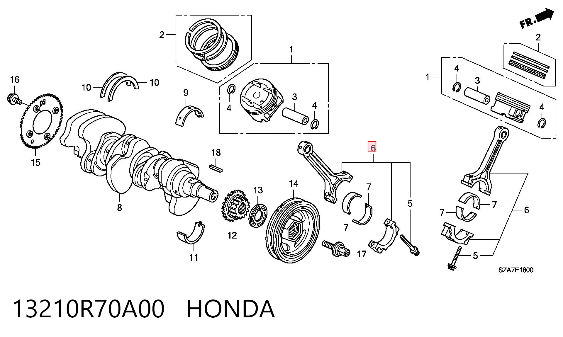 13210R70A00 Honda Шатун двигателя