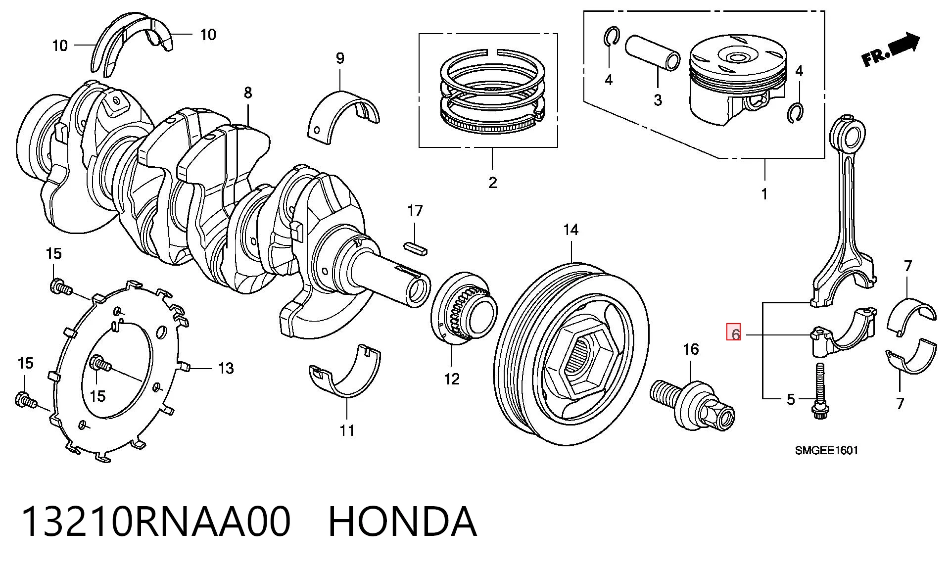 13210RNAA00 Honda Шатун двигателя
