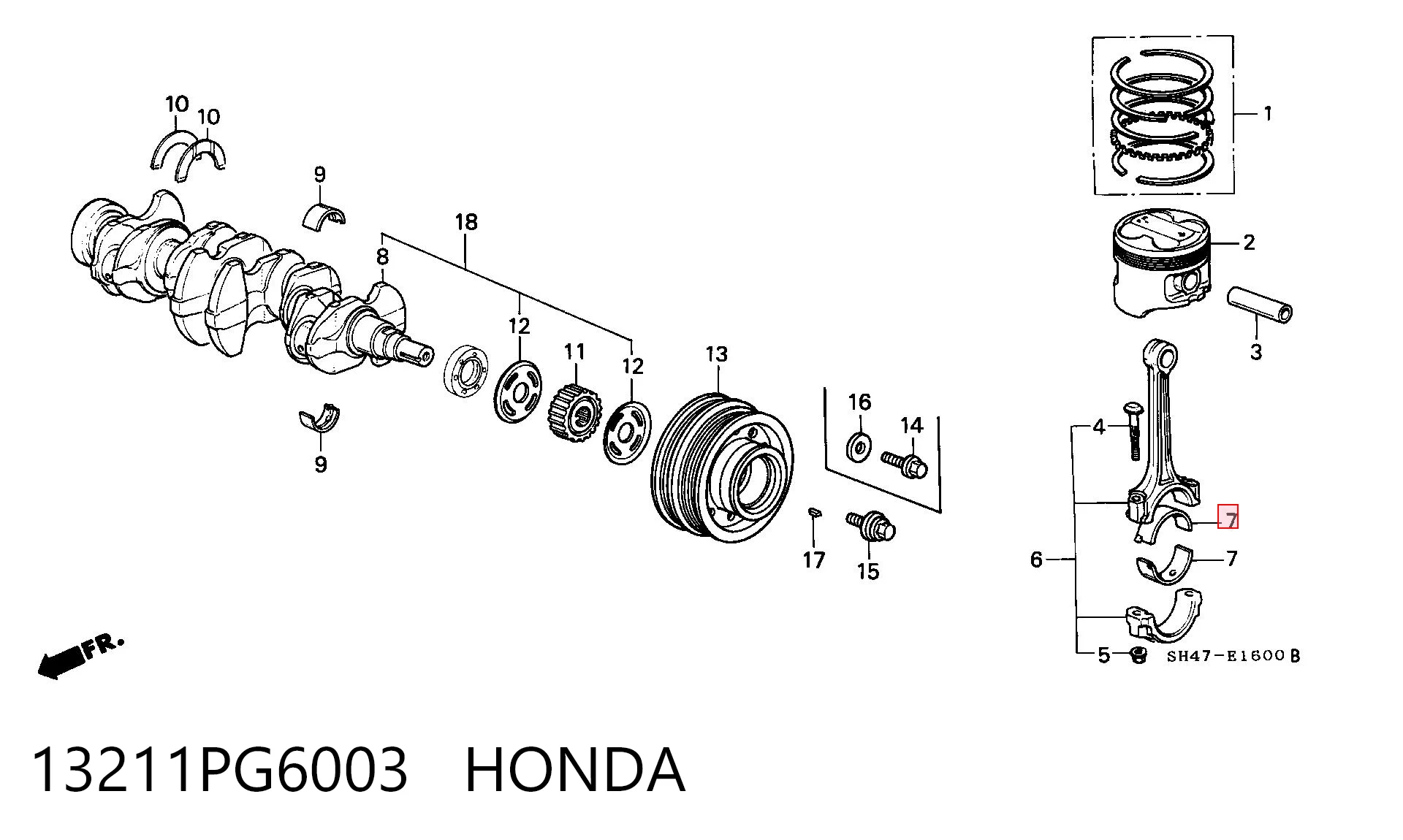 13211PG6003 Honda Комплект подшипников скольжения