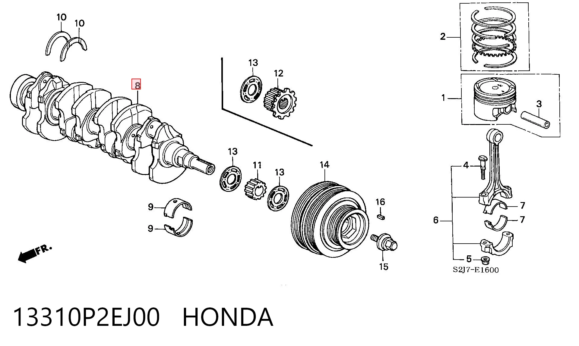 13310P2EJ00 Honda Коленвал двигателя
