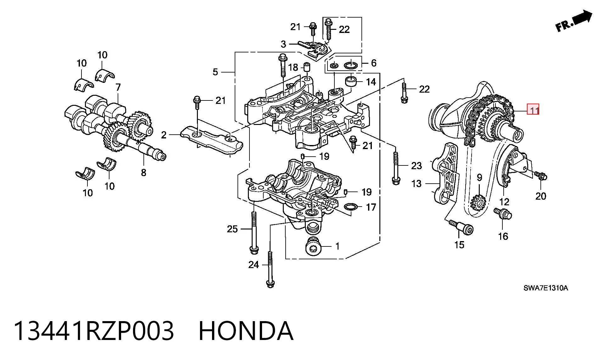 13441RZP003 Honda Цепь привода маслянного насоса