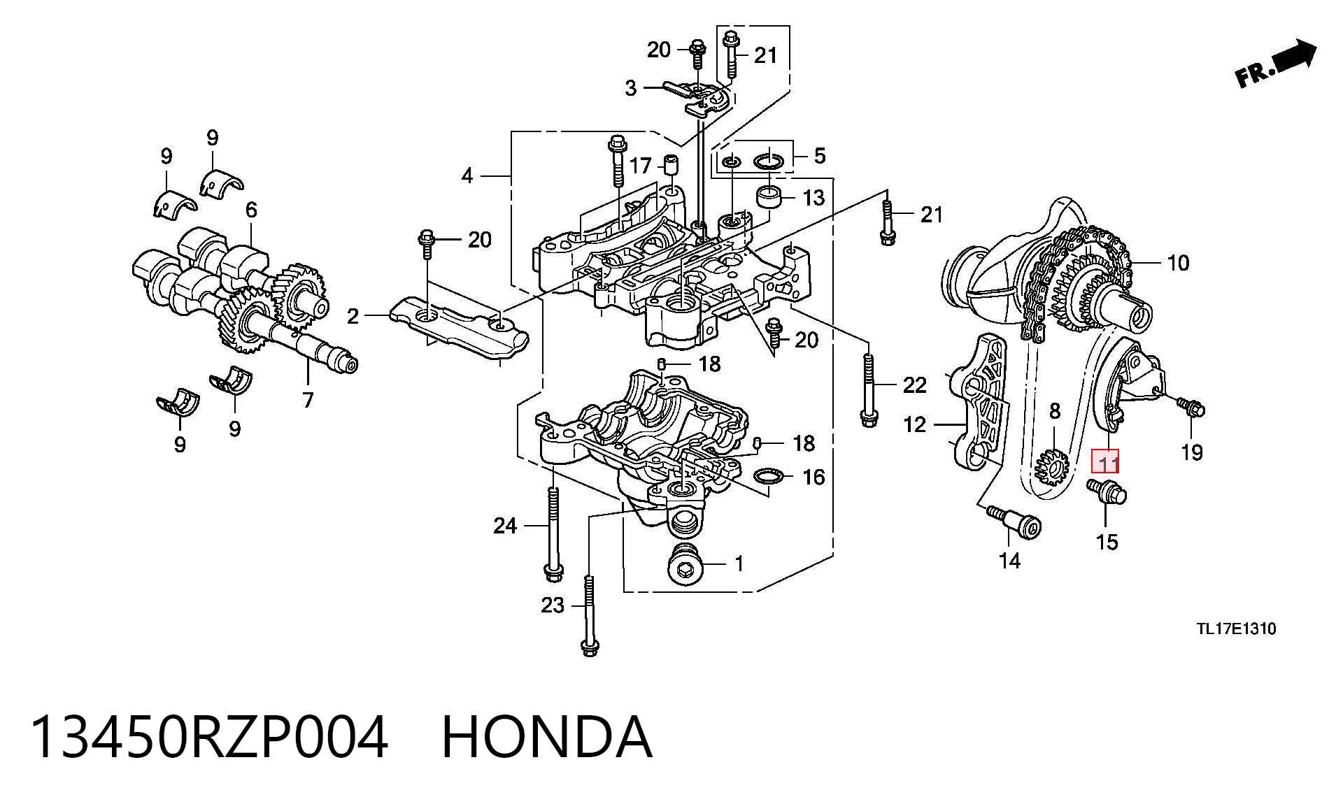 13450RZP004 Honda Натяжитель цепи насоса масляного