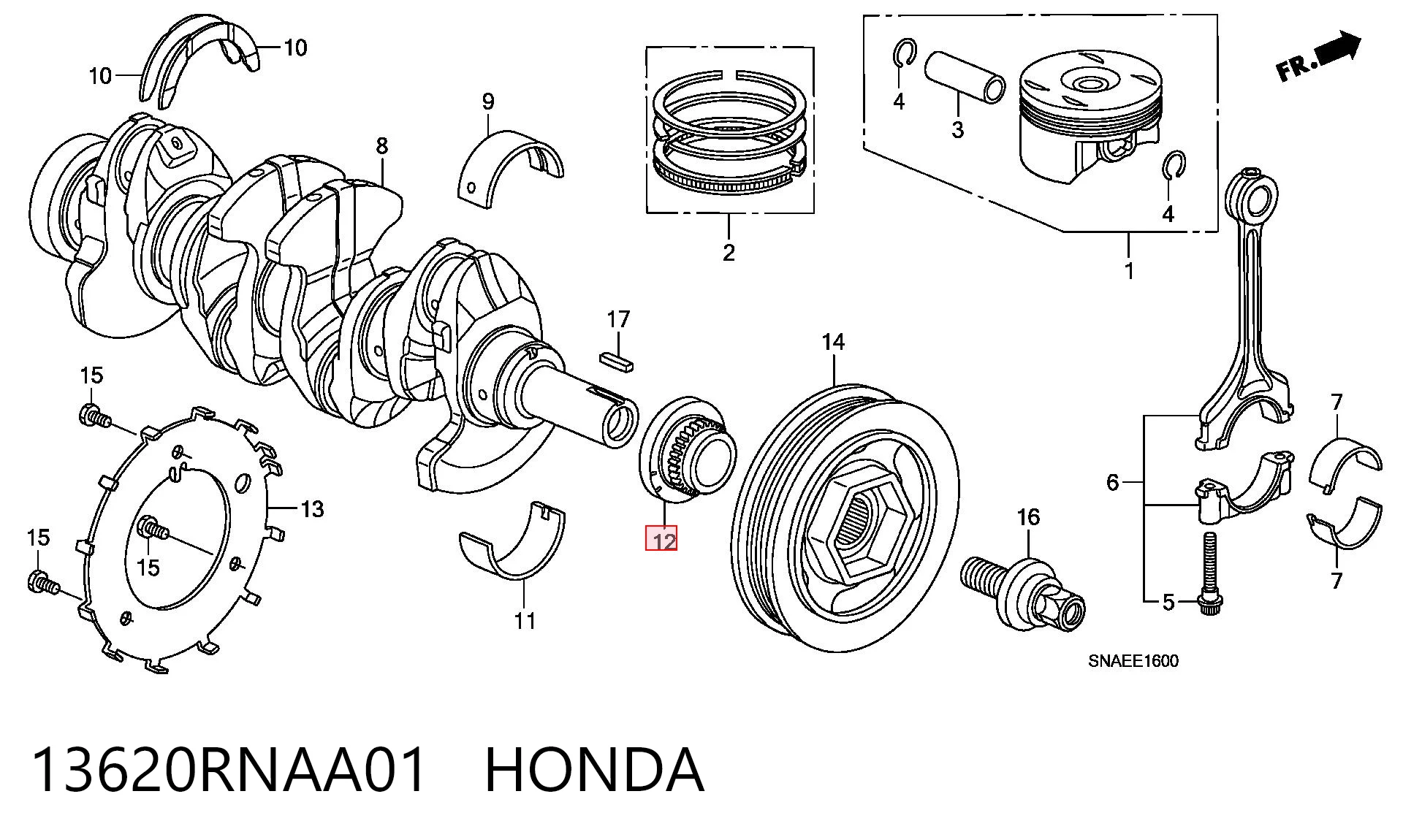 13620RNAA01 Honda Звезда коленчатого вала