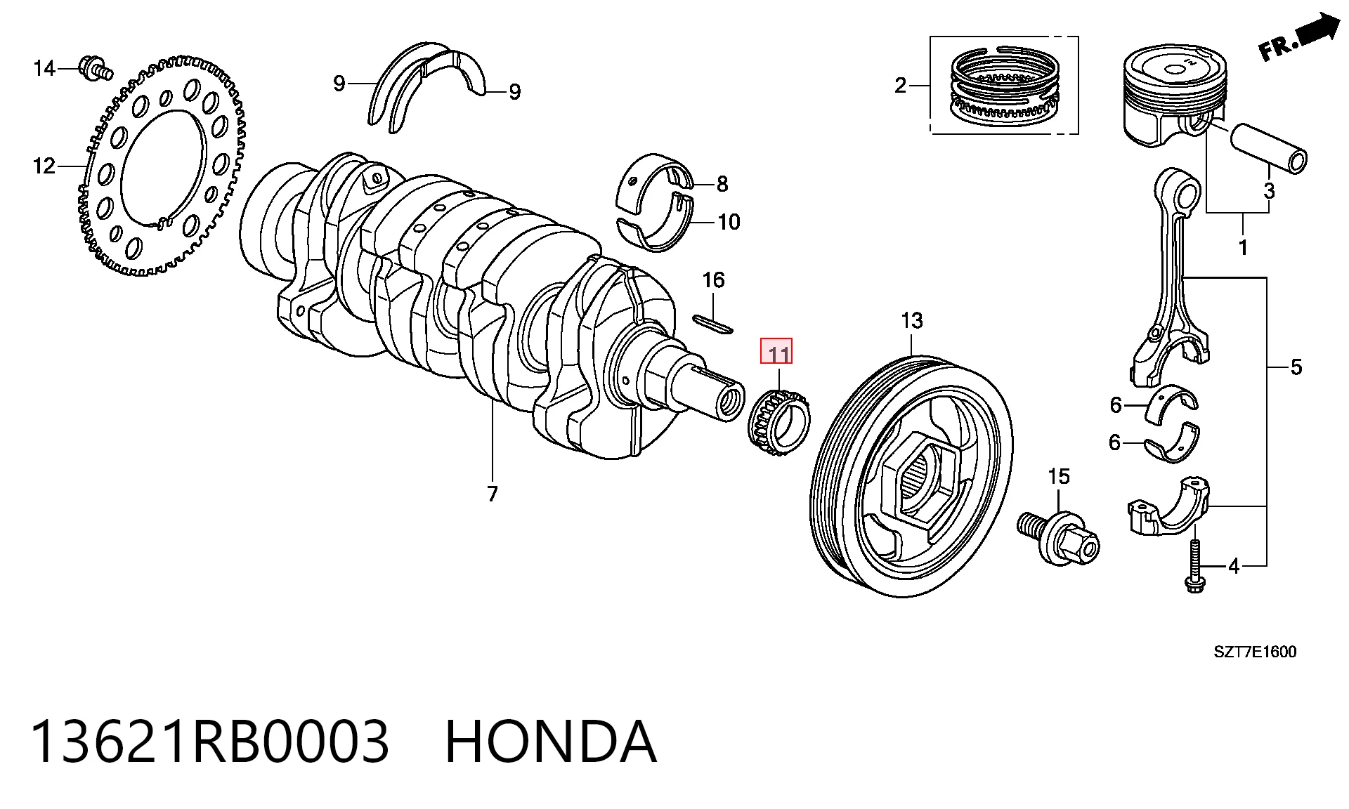 13621RB0003 Honda Звезда коленчатого вала
