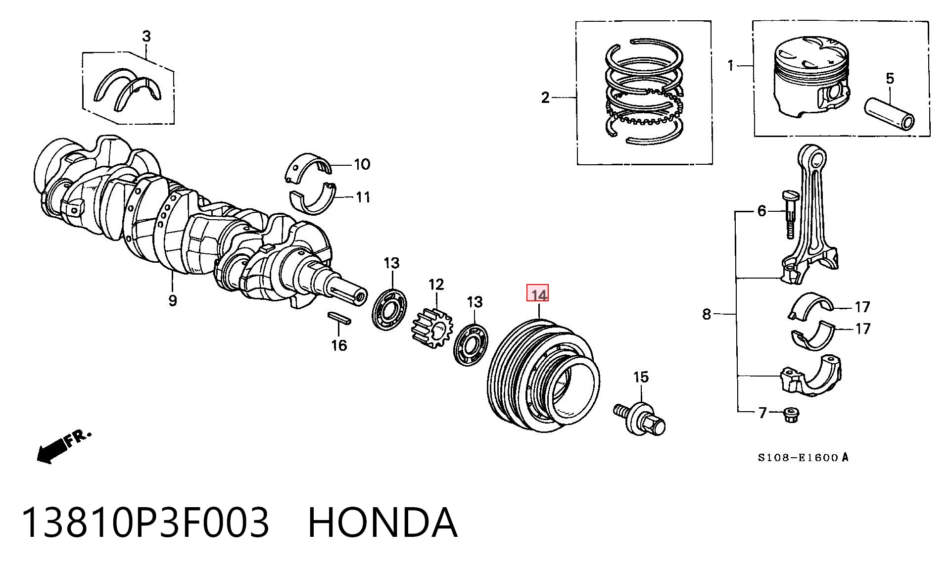 13810P3F003 Honda Шкив коленчатого вала