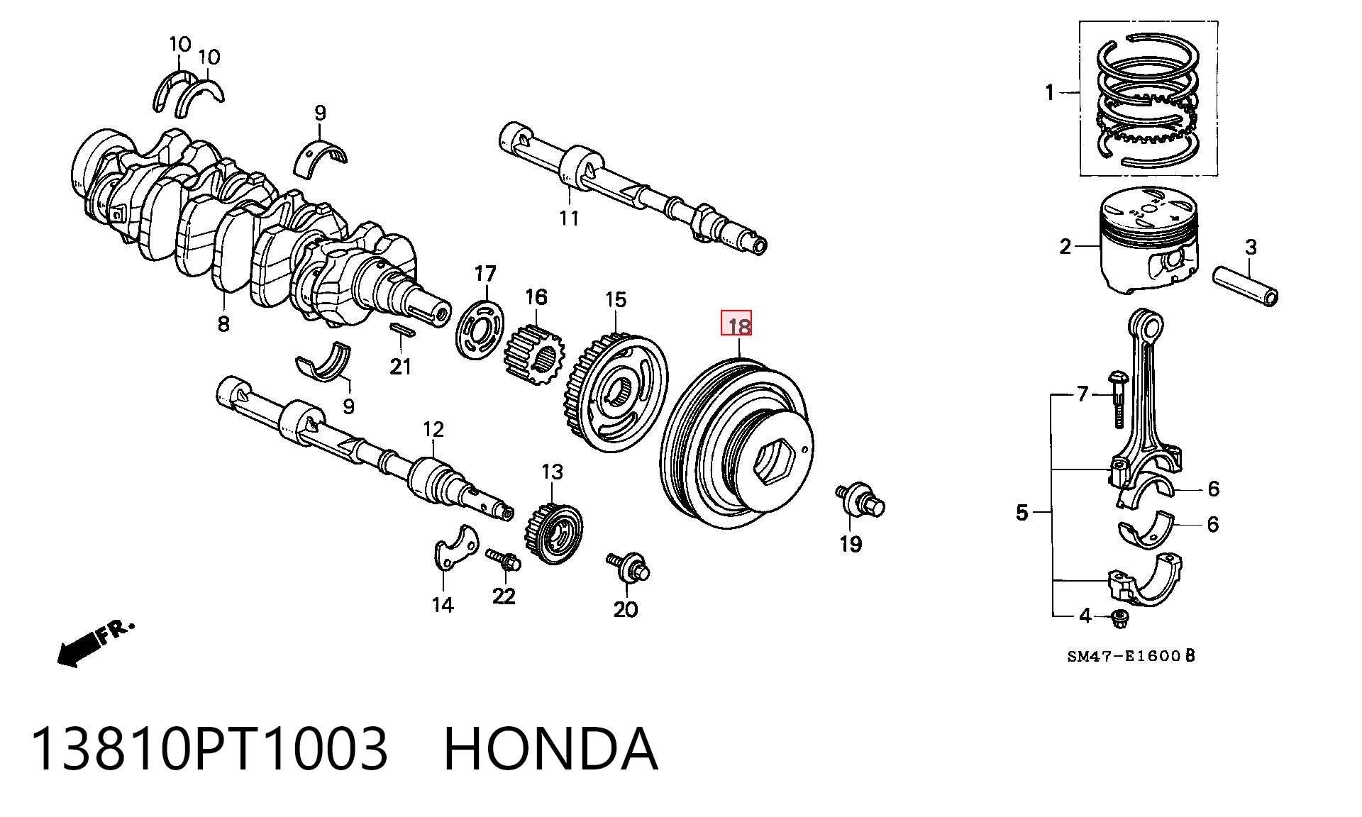 Шкив коленвала (демпфер) Honda Accord V седан (CC7) (1993 - 1996) цена, от 59.01 USD
