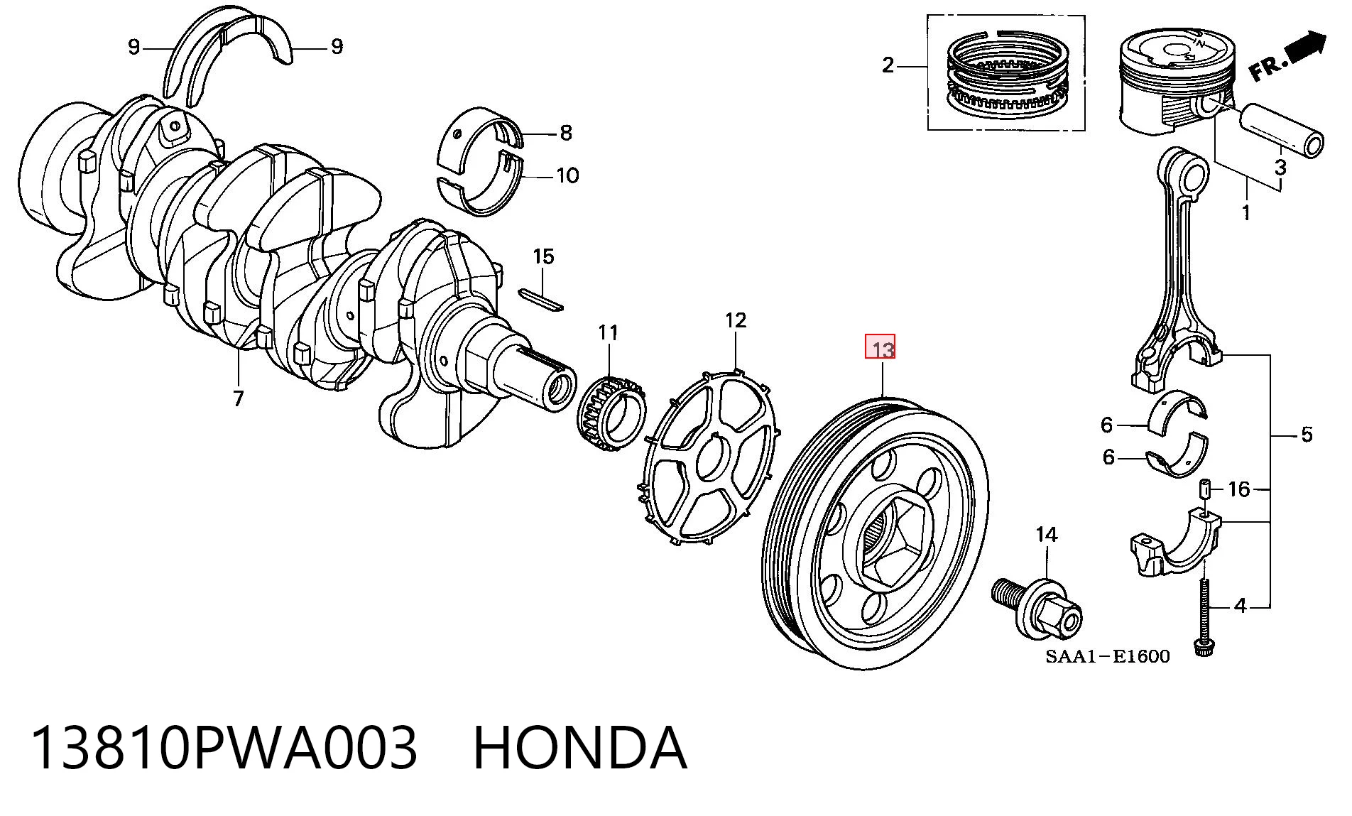 13810PWA003 Honda Шкив коленчатого вала