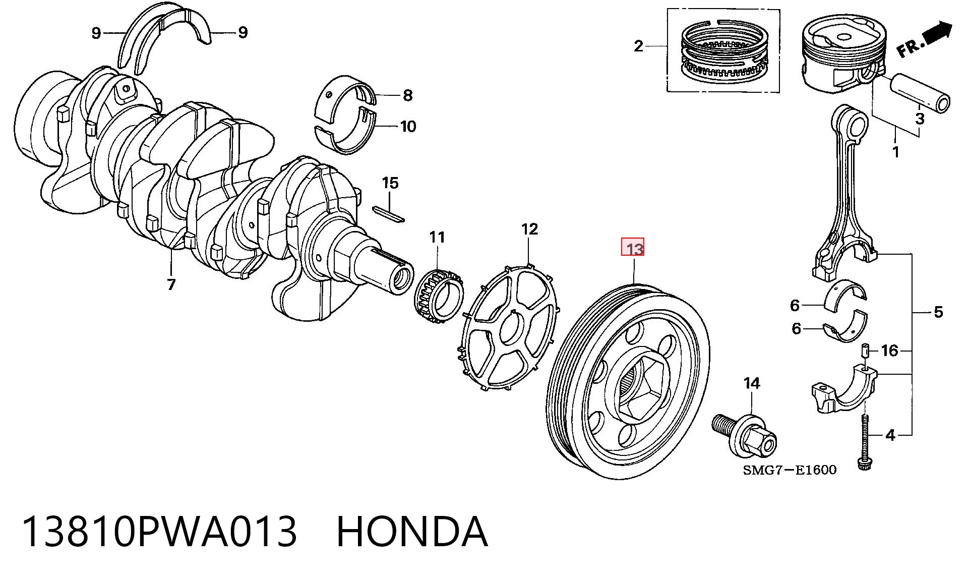13810PWA013 Honda Шкив коленчатого вала