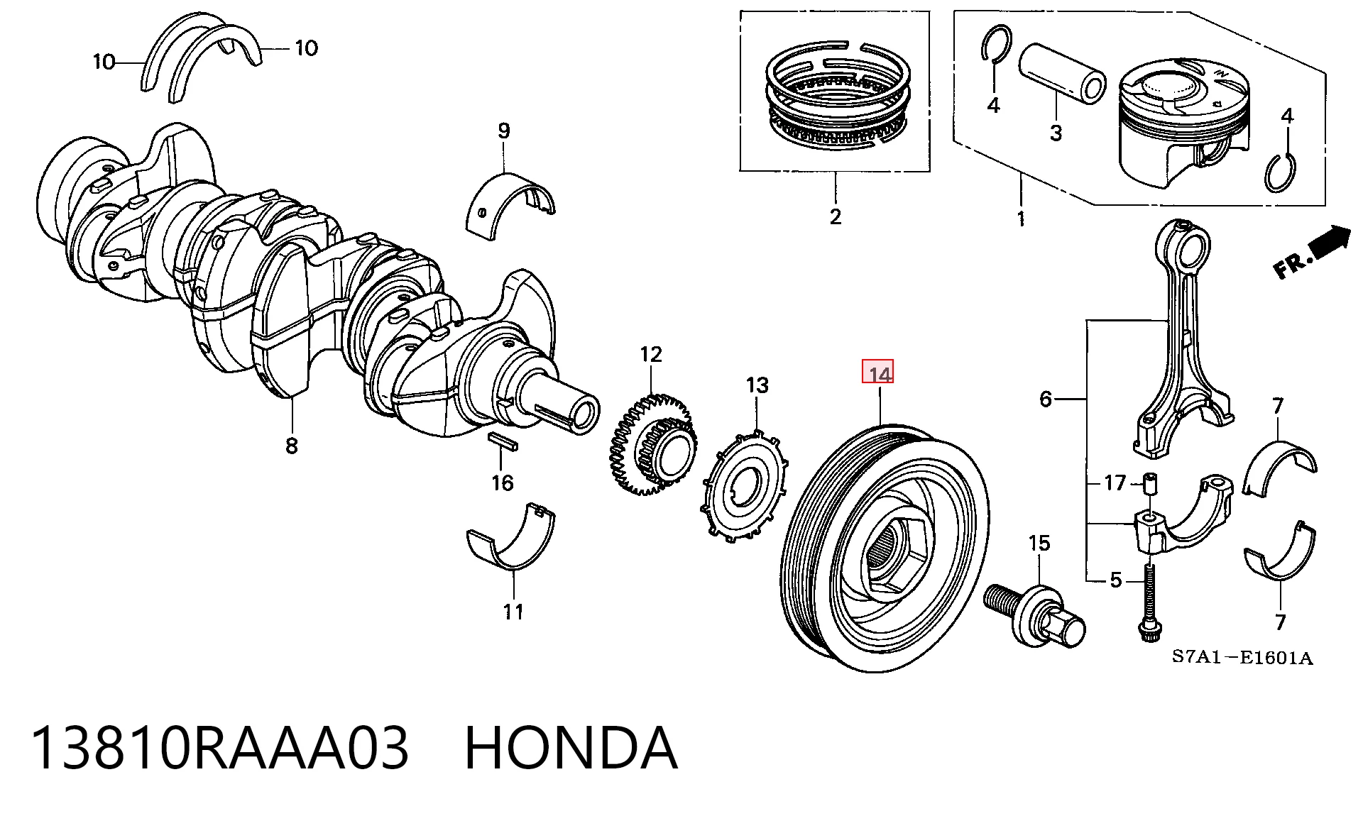 13810RAAA03 Honda Шкив коленчатого вала