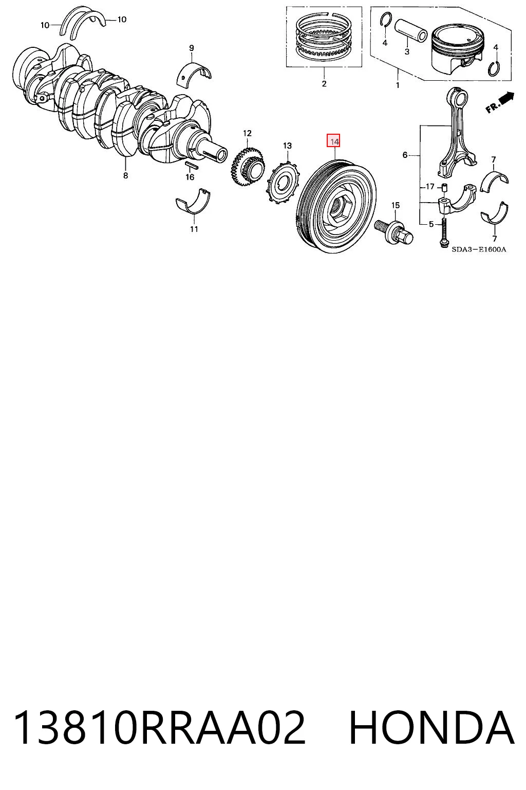 13810RRAA02 Honda Шкив коленчатого вала