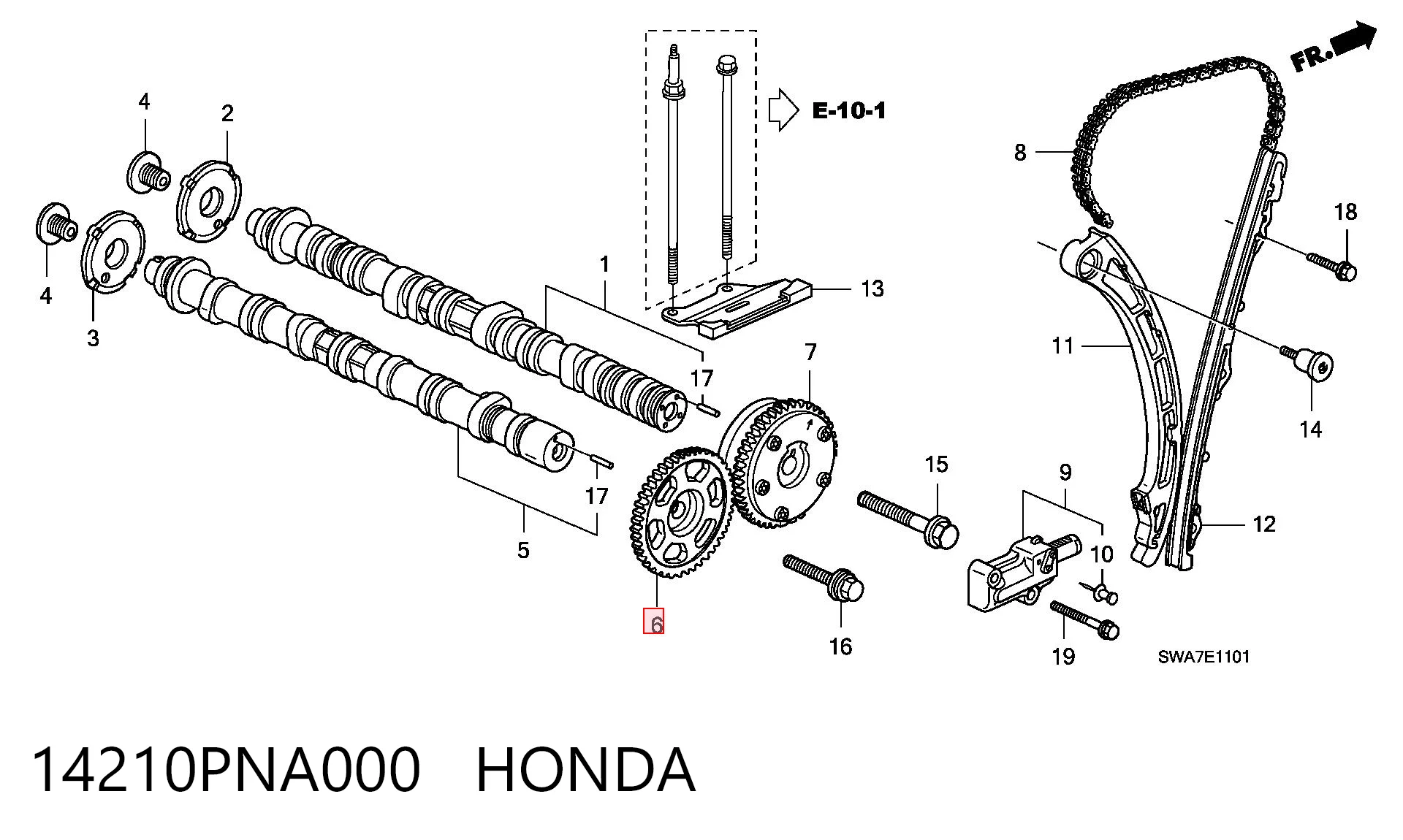 14210PNA000 Honda Звездочка-шестерня распредвала двигателя, выпускного