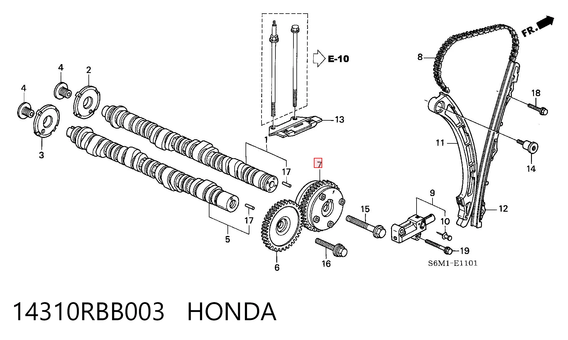 14310RBB003 Honda Звездочка шестерня распредвала двигателя выпускного
