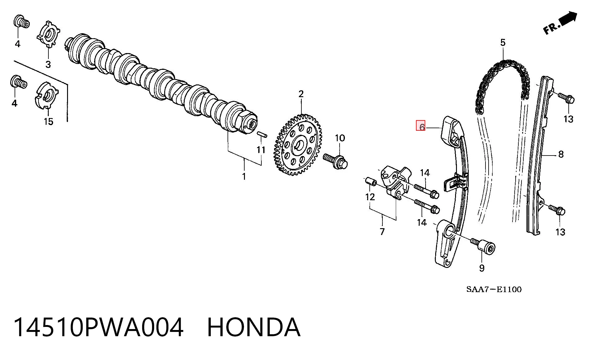 14510PWA004 Honda Успокоитель цепи ГРМ, правый