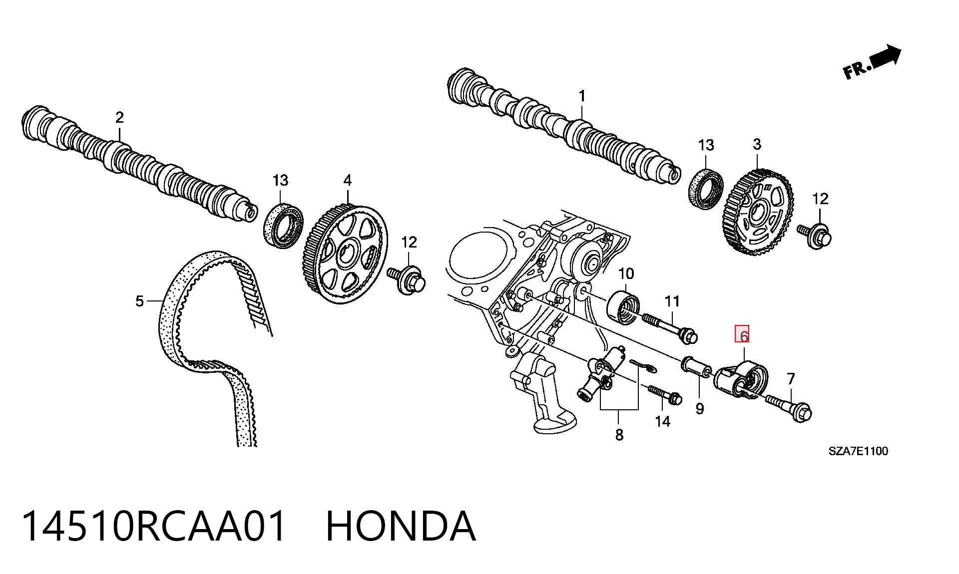 14510RCAA01 Honda Ролик натяжителя ремня ГРМ