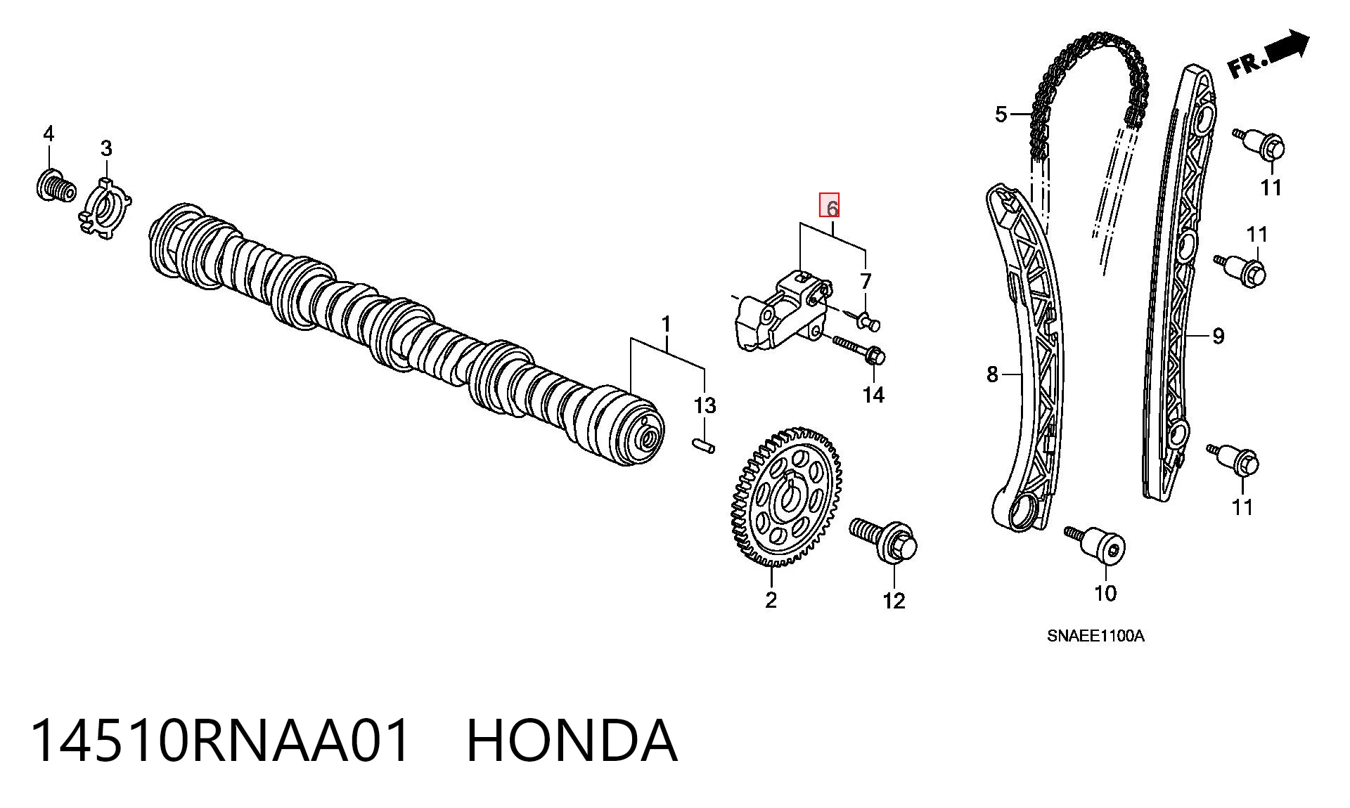 14510RNAA01 Honda Гидронатяжитель цепи