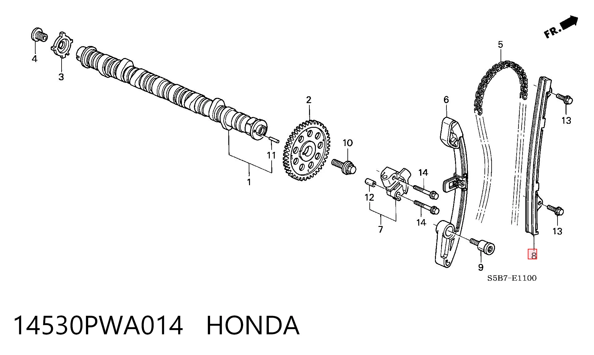 14530PWA014 Honda Успокоитель цепи ГРМ, левый