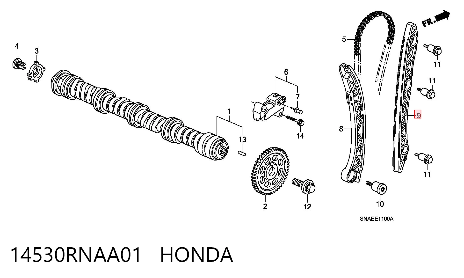 14530RNAA01 Honda Планка успокоителя цепи ГРМ