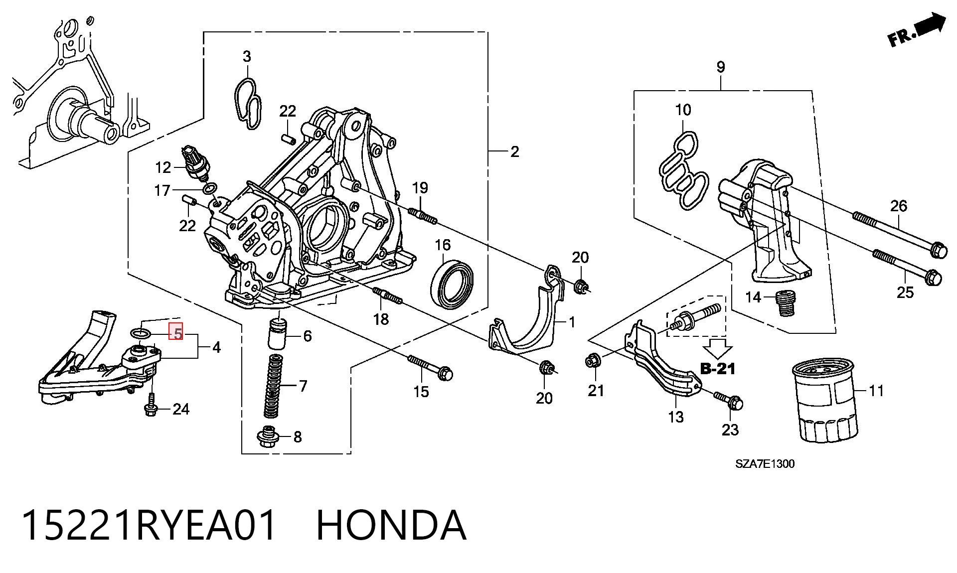 15221RYEA01 Honda Прокладка масляного фильтра